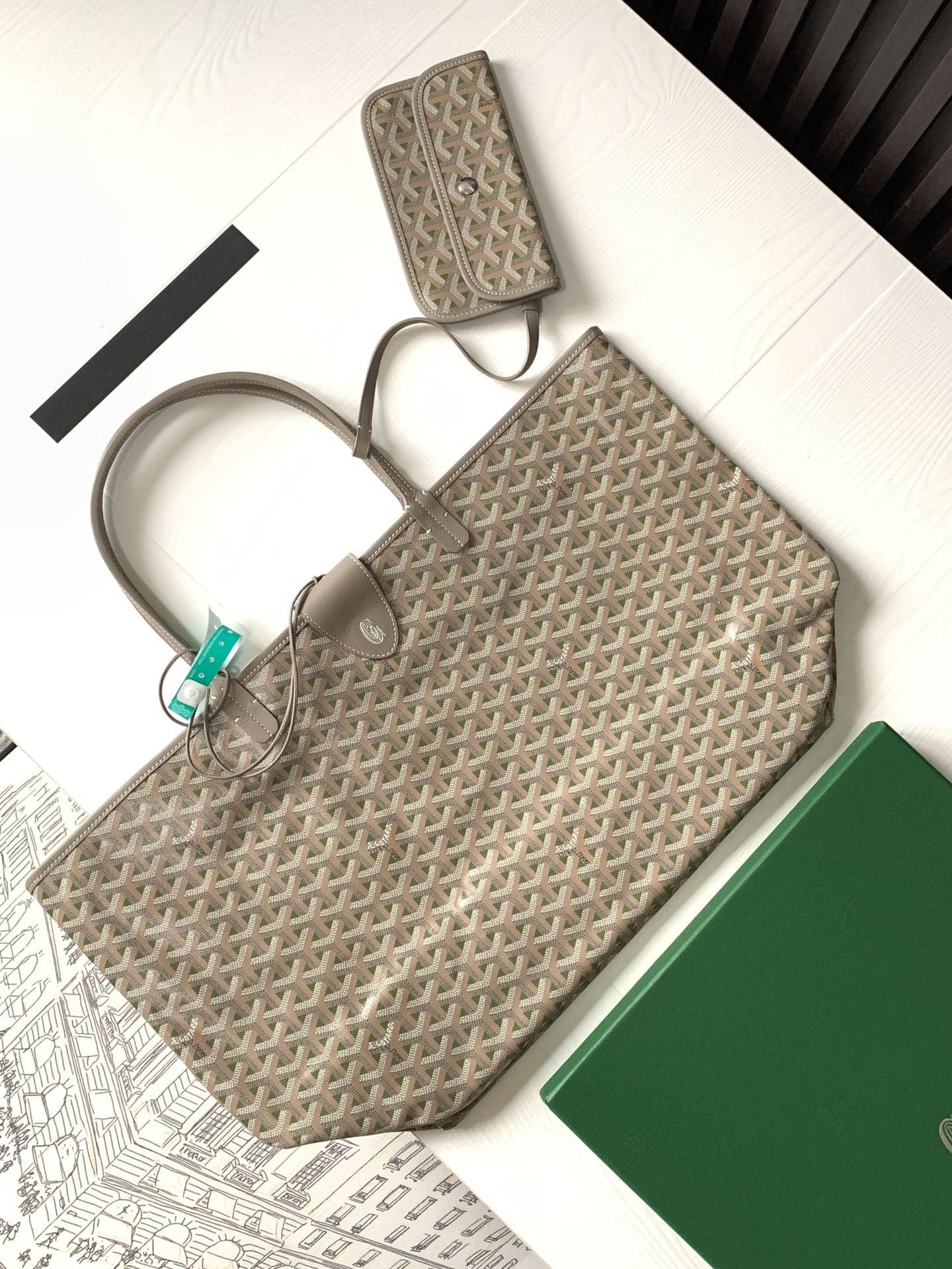 Goyard Saint Louis Goyardine Claire Voie GM Bag Khaki