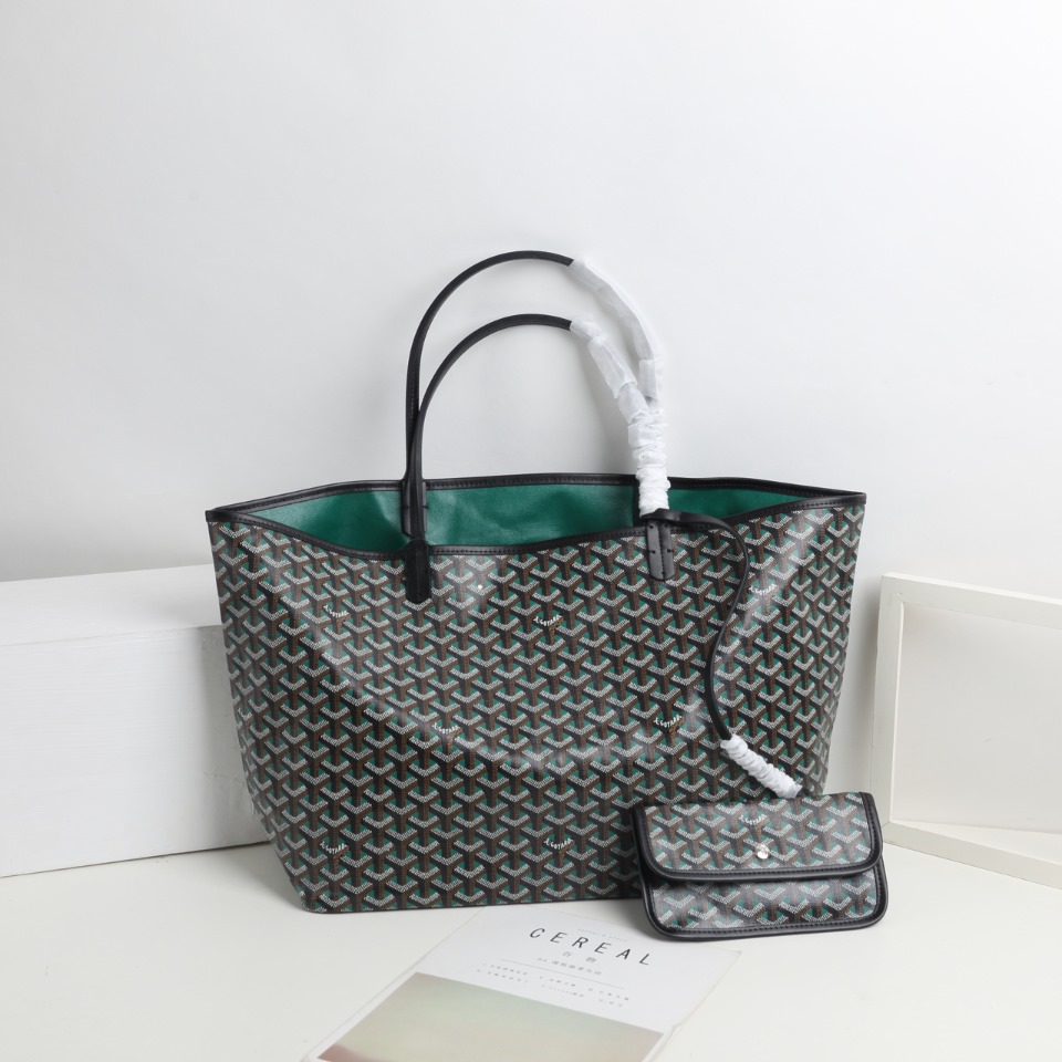 Goyard Saint Louis Claire Voie GM Black with Aqua Green