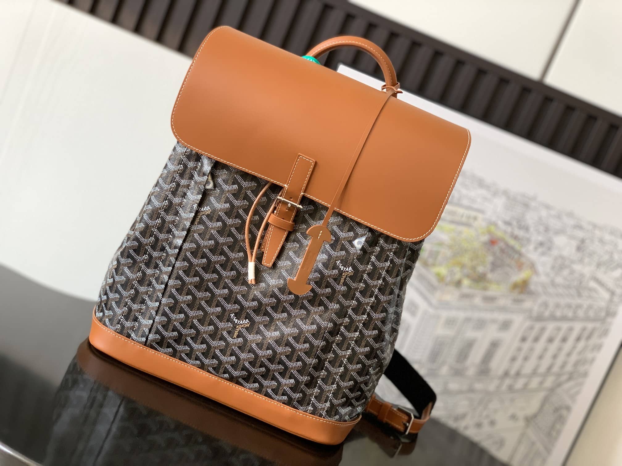Goyard Alpin MM Backpack Black & Tan