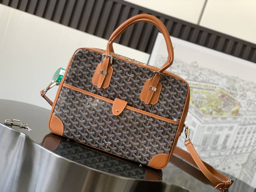 Goyard Ambassade PM Document Case Black & Tan