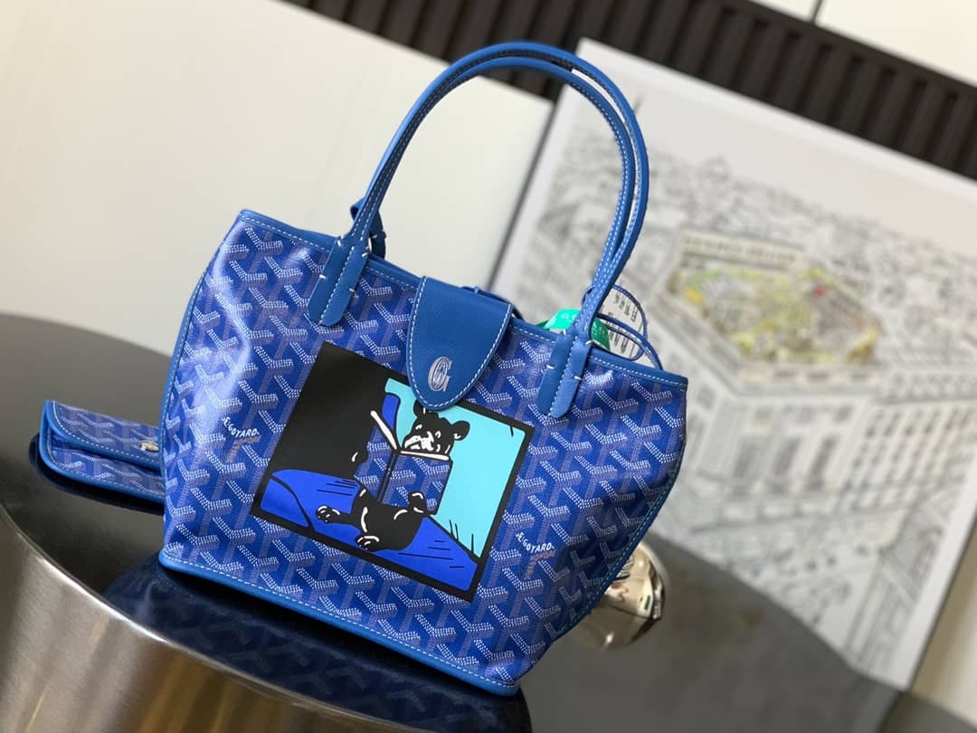 Goyard Anjou Mini Bag French Bulldog Sky Blue