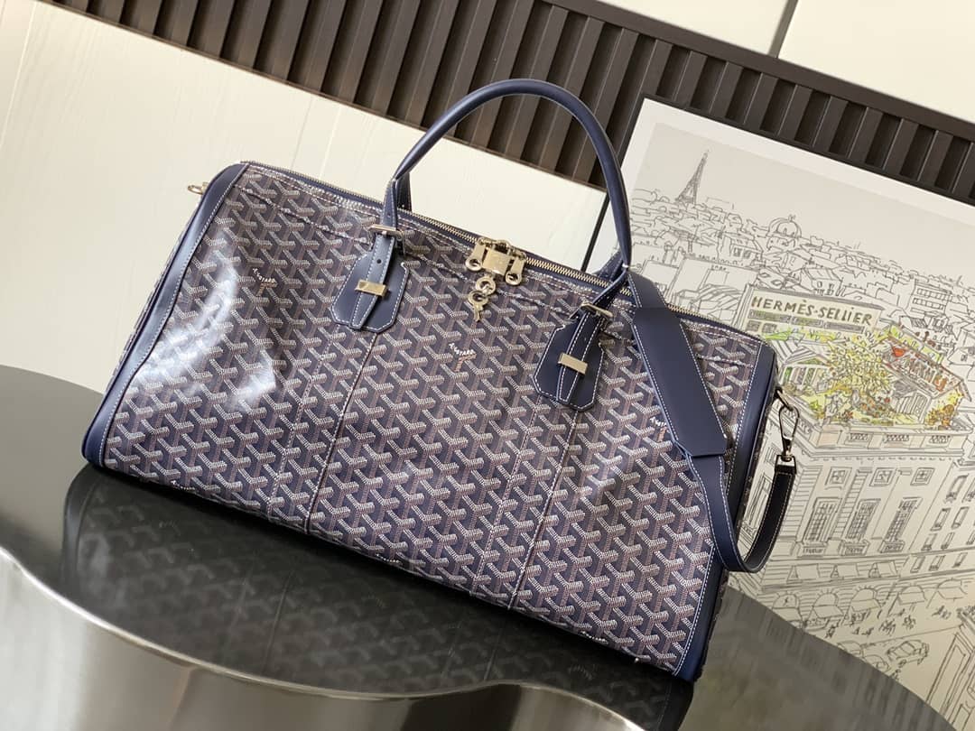 Goyard Croisiere 50 Duffle Bag Navy Blue