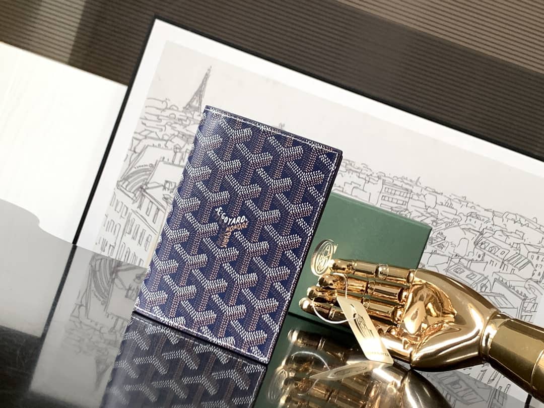 Goyard Grenelle Passport Cover Navy Blue