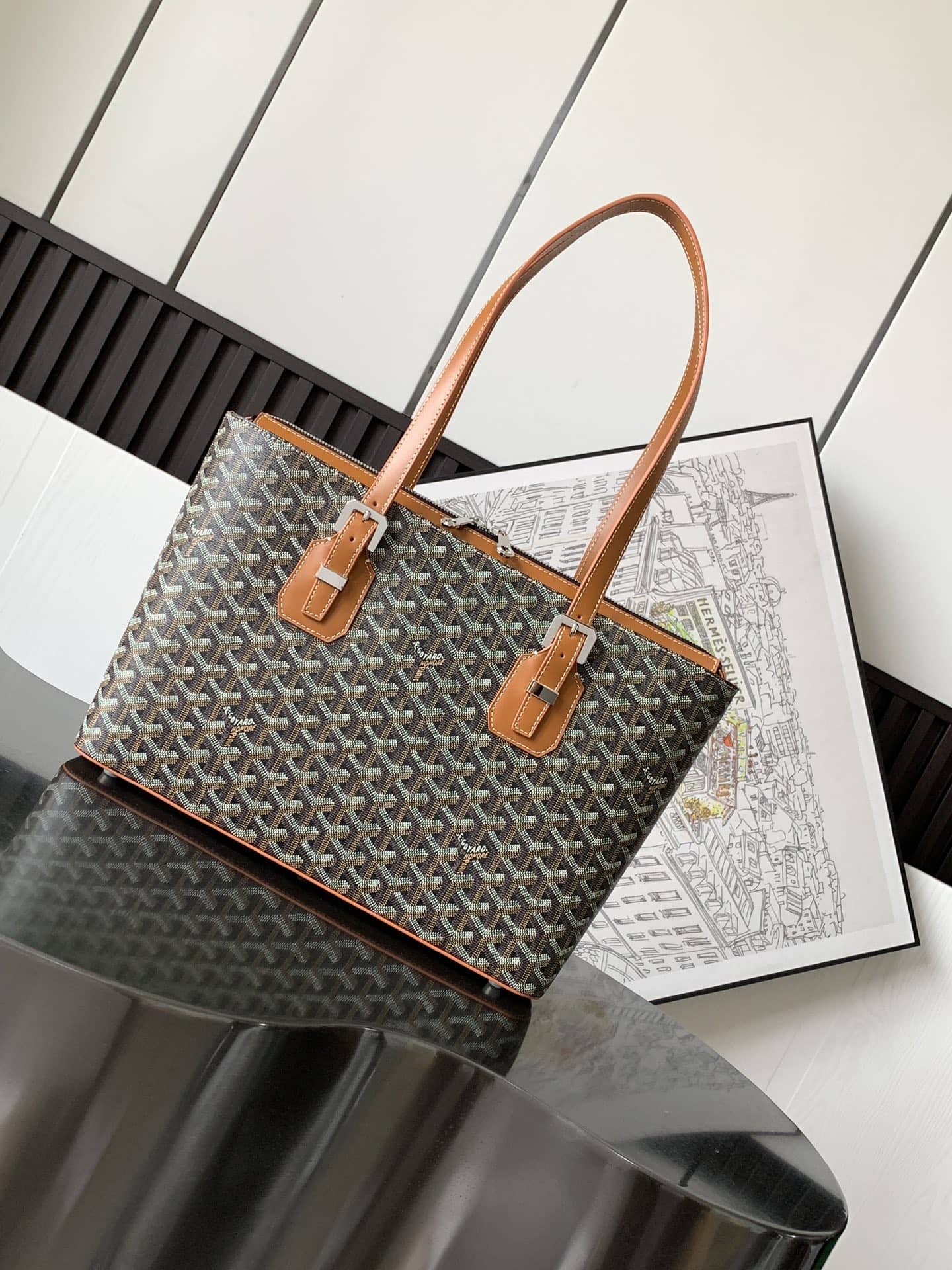 Goyard Marie Galante Bag Black & Tan