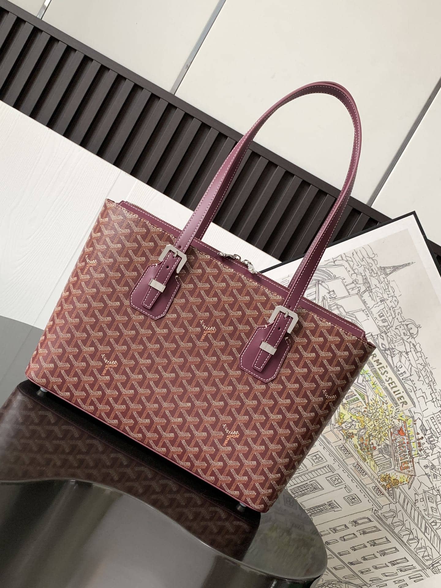 Goyard Marie Galante Bag Burgundy