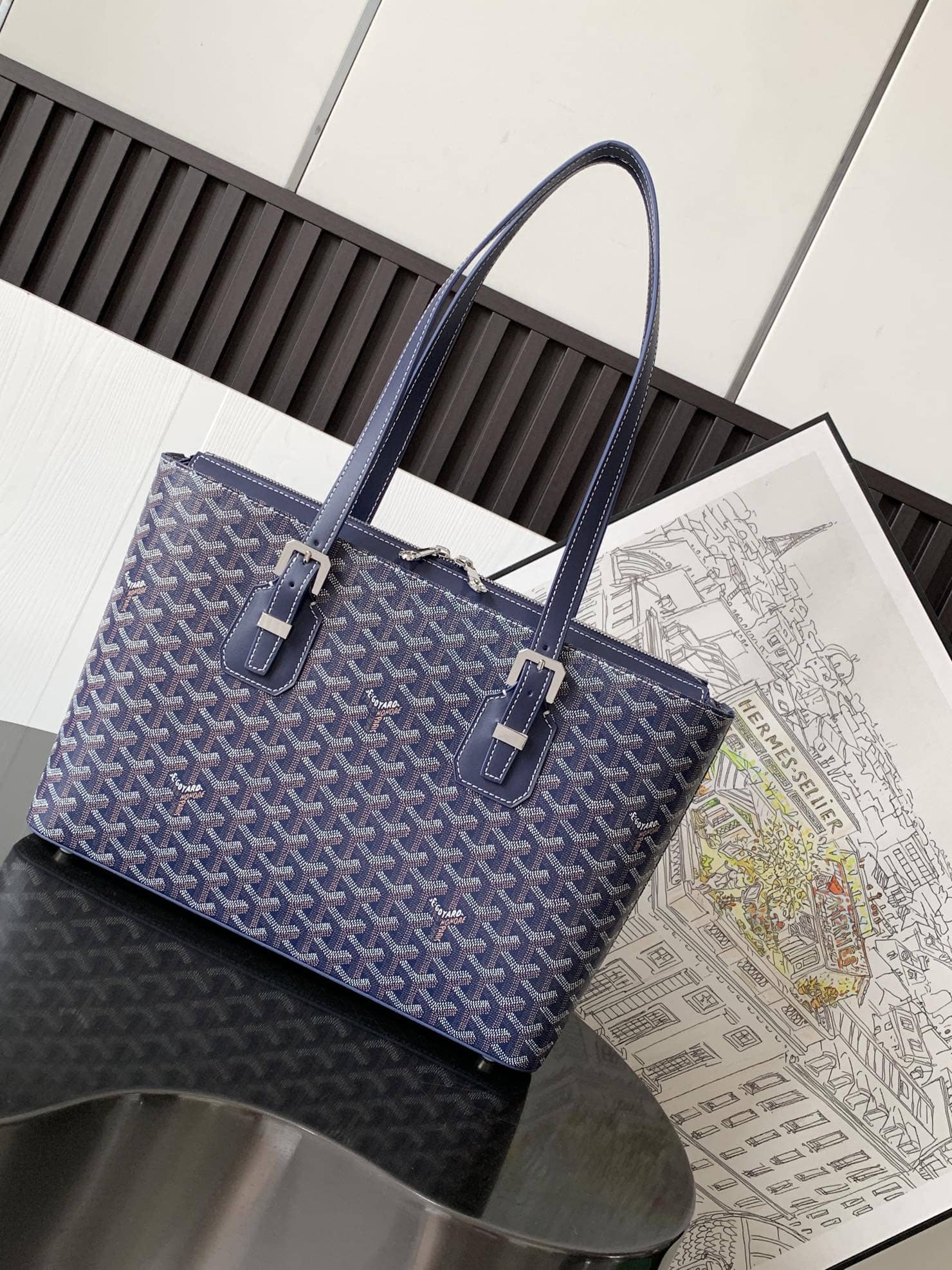Goyard Marie Galante Bag Navy Blue