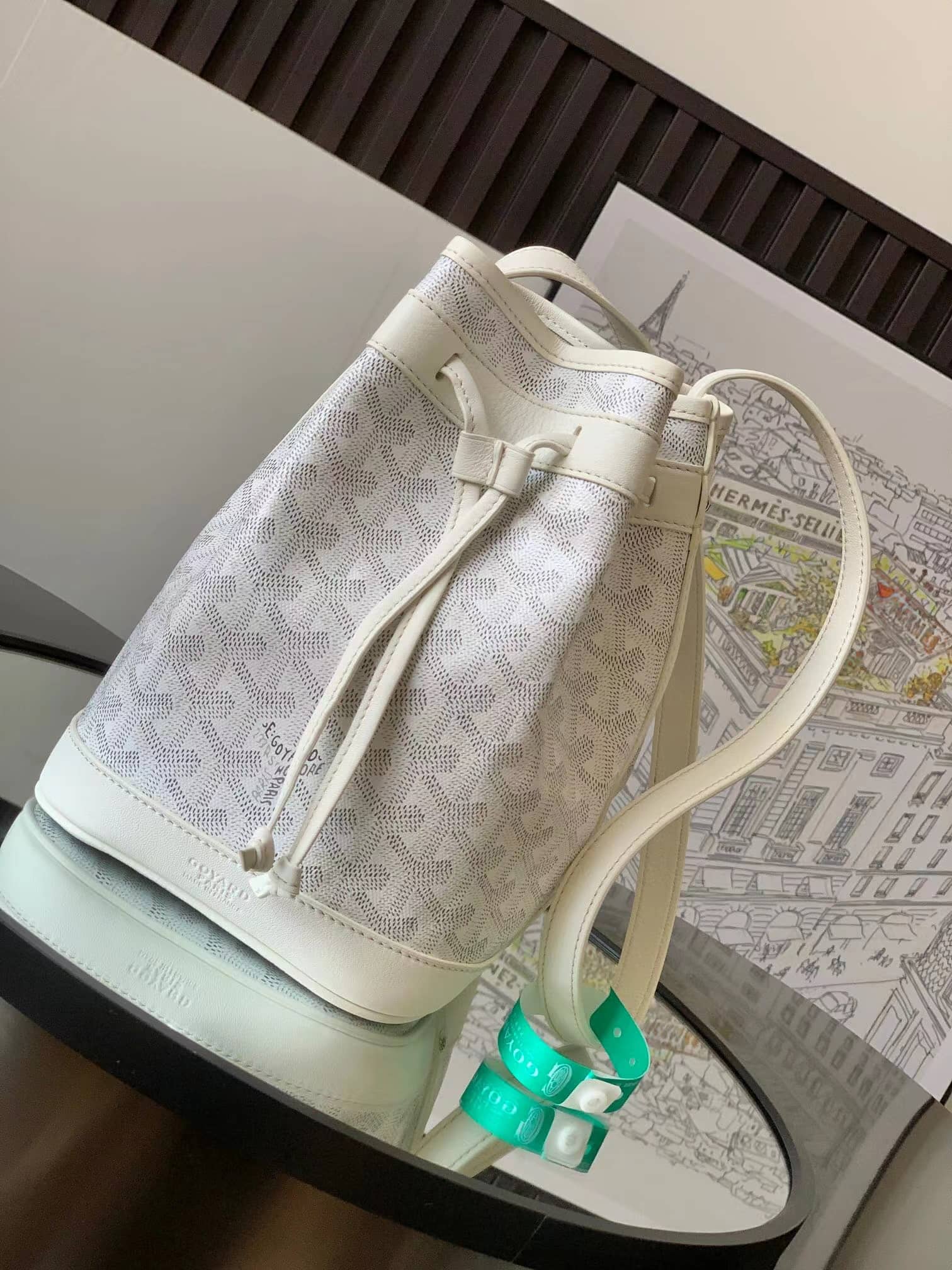 Goyard Petit Flot Bucket Bag White