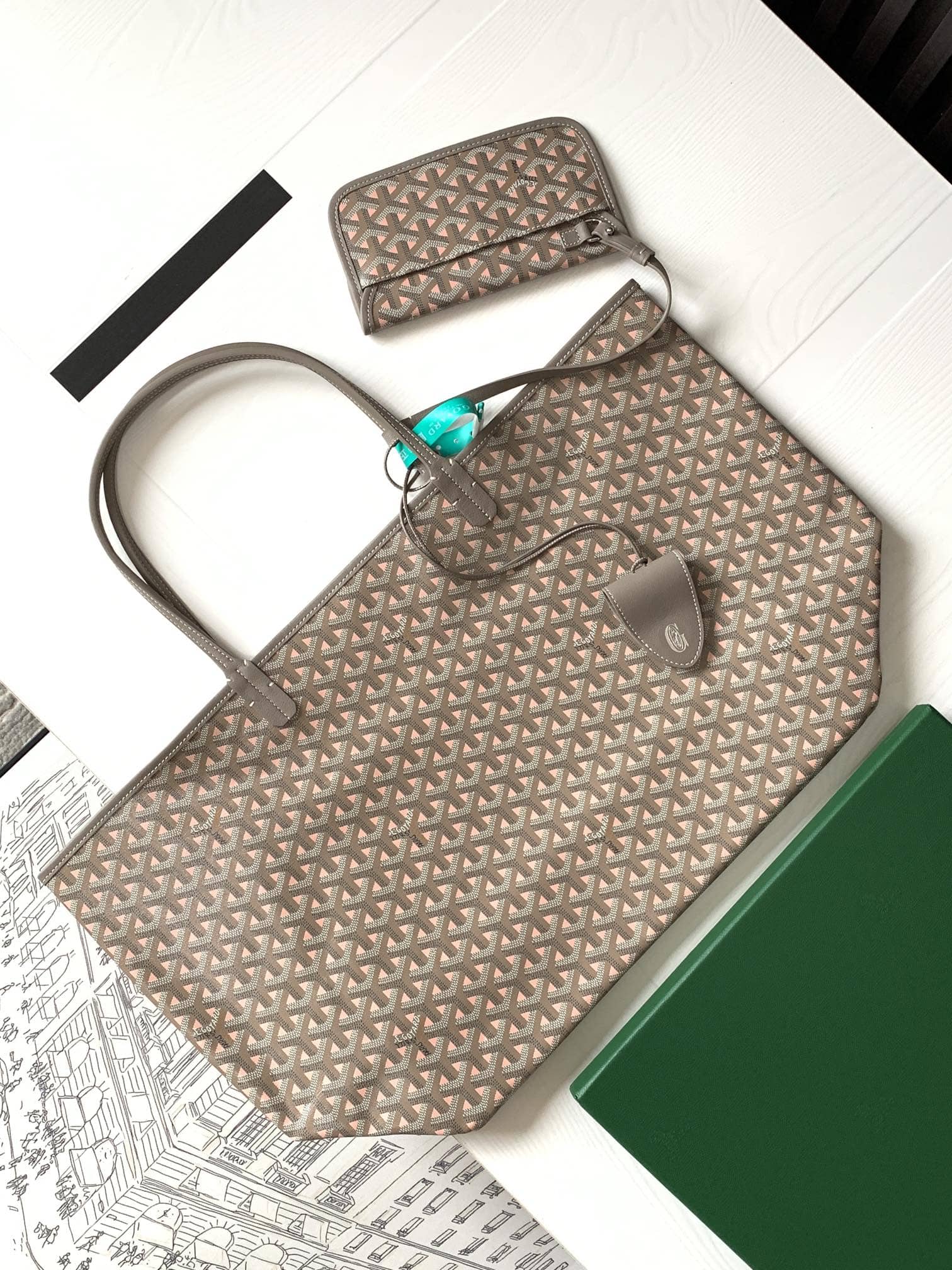 Goyard Saint Louis Goyardine Claire Voie GM Bag Powder Pink