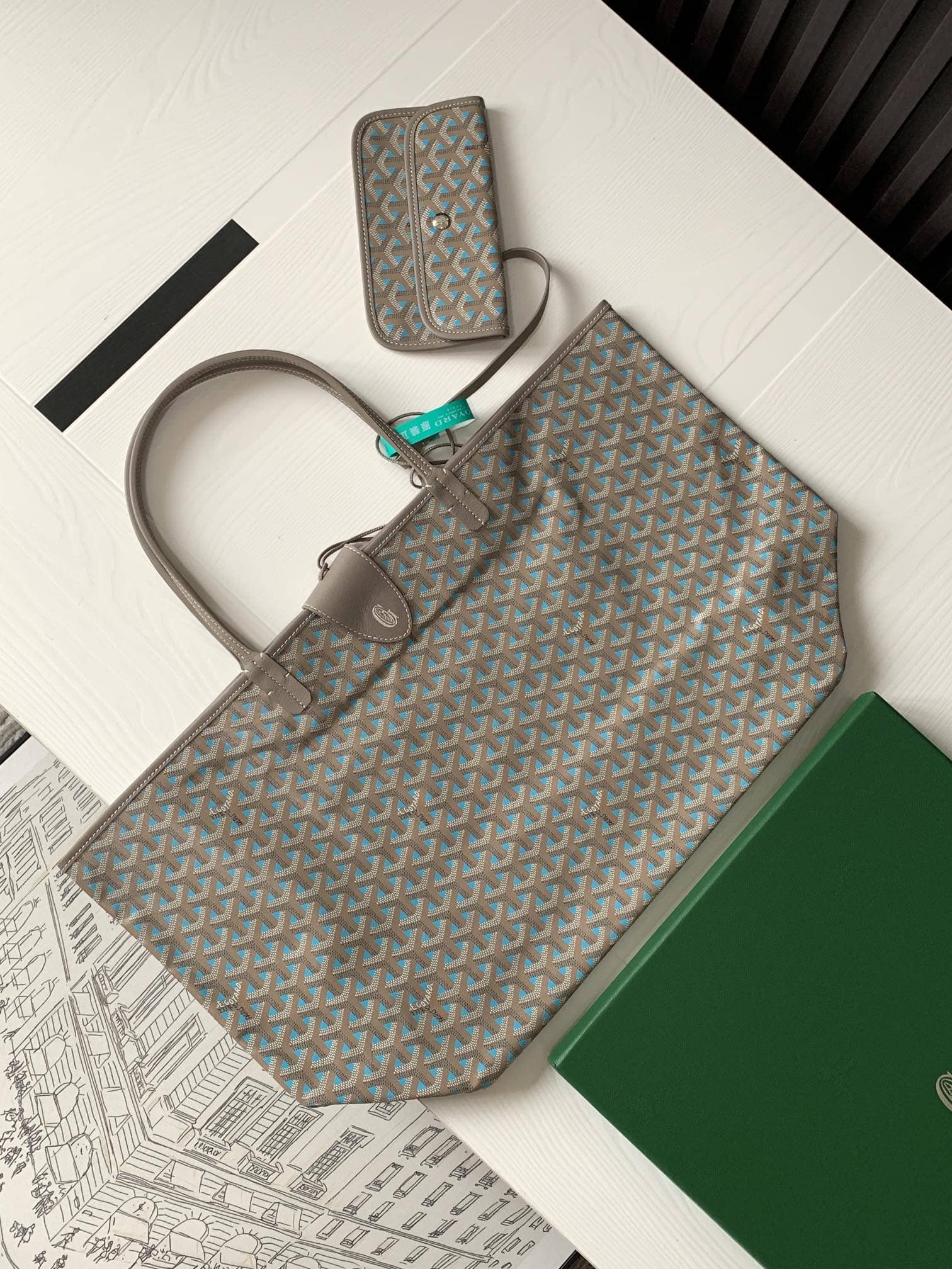 Goyard Saint Louis Goyardine Claire Voie GM Bag Turquoise