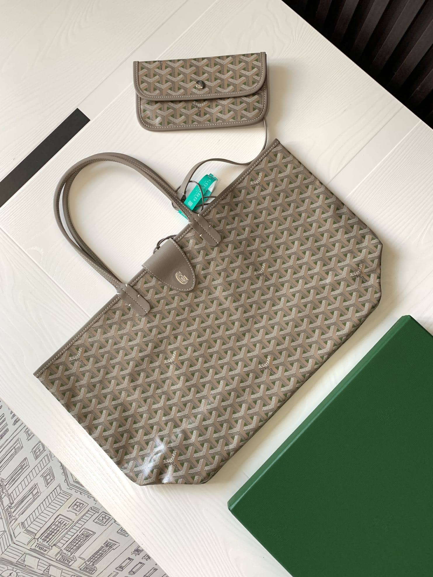 Goyard Saint Louis Goyardine Claire Voie PM Bag Khaki