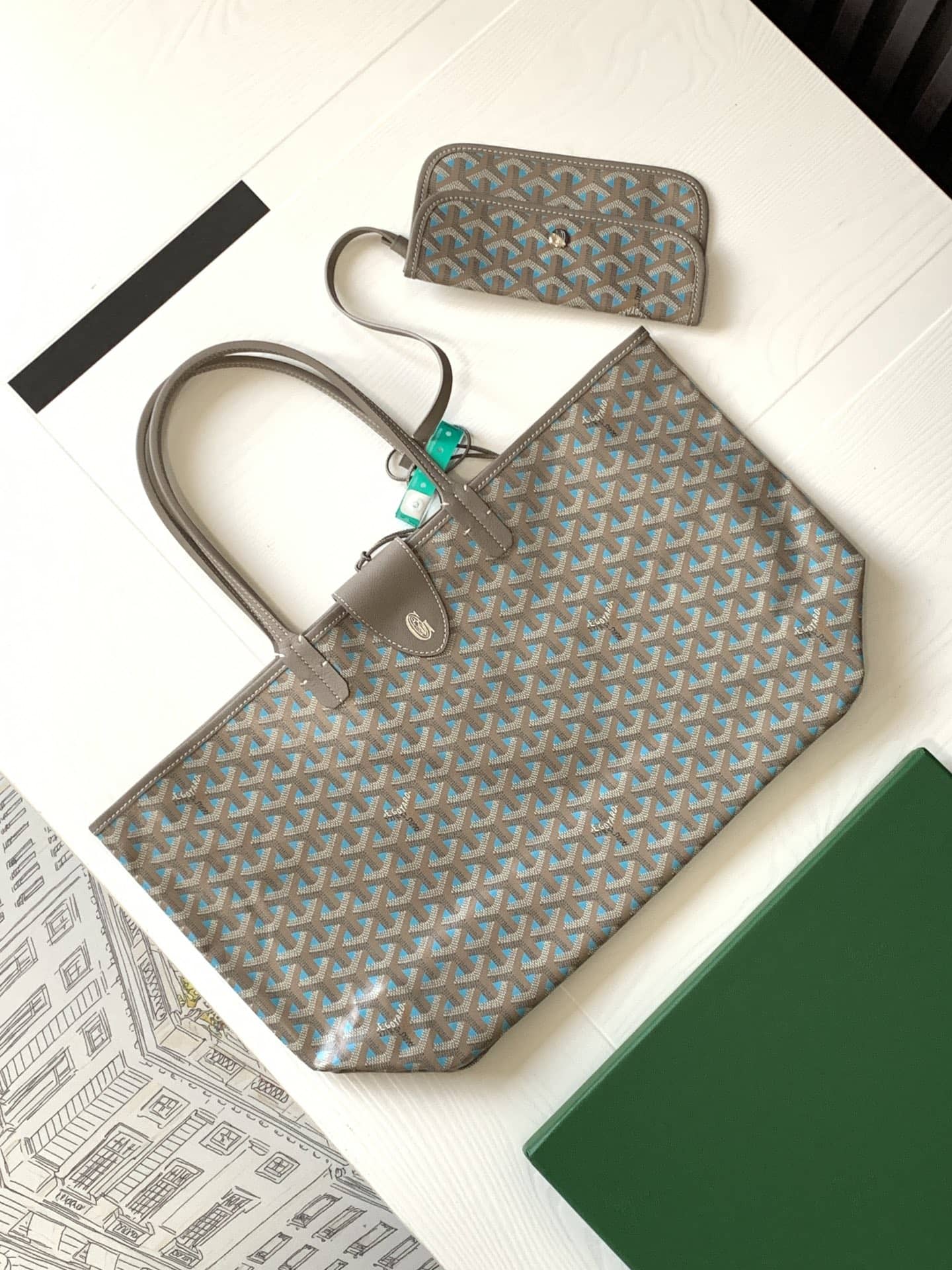 Goyard Saint Louis Goyardine Claire Voie PM Bag Turquoise