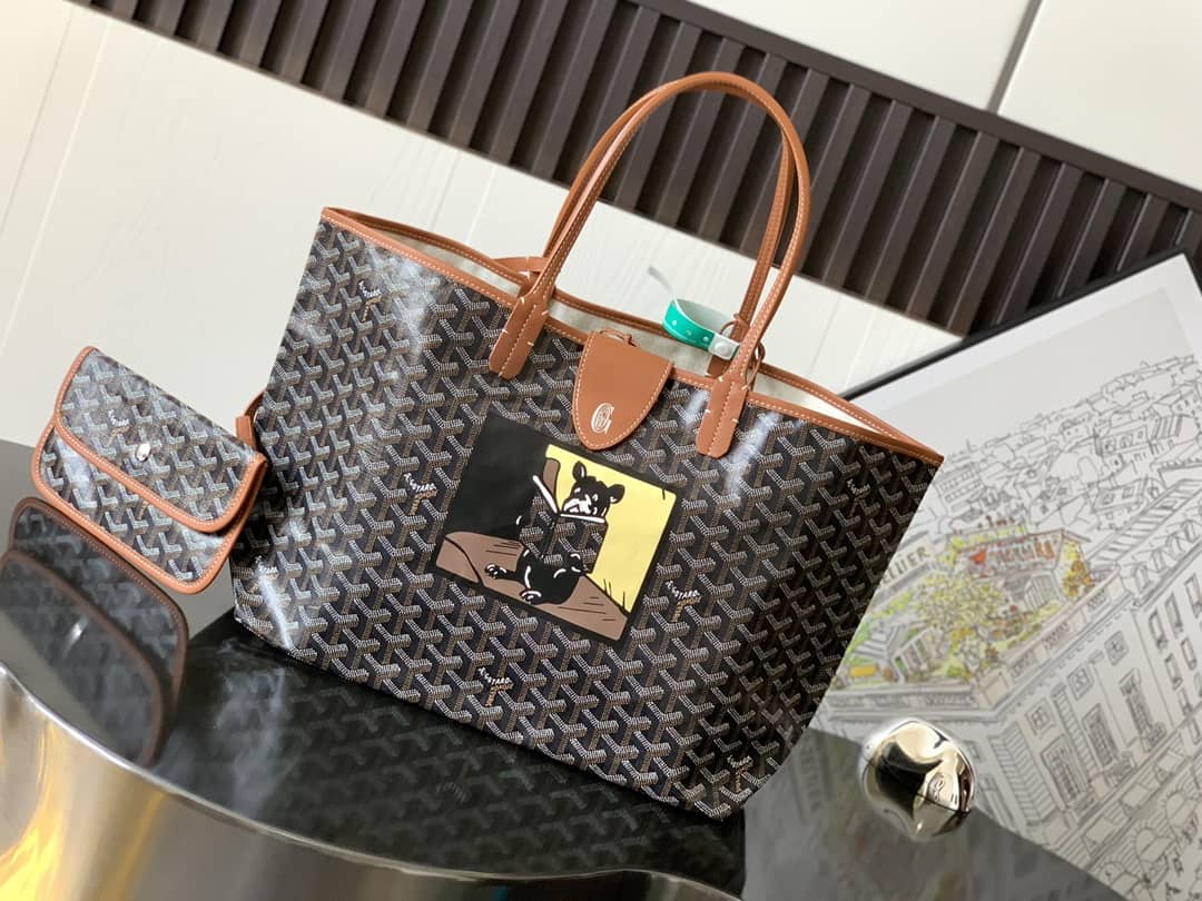Goyard Saint Louis PM Bag French Bulldog Black & Tan