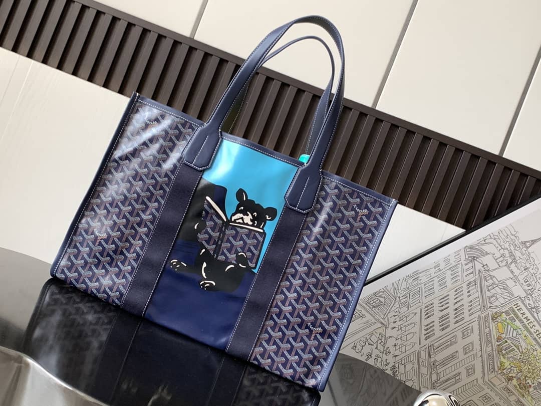 Goyard Villette MM Tote Bag Navy Blue