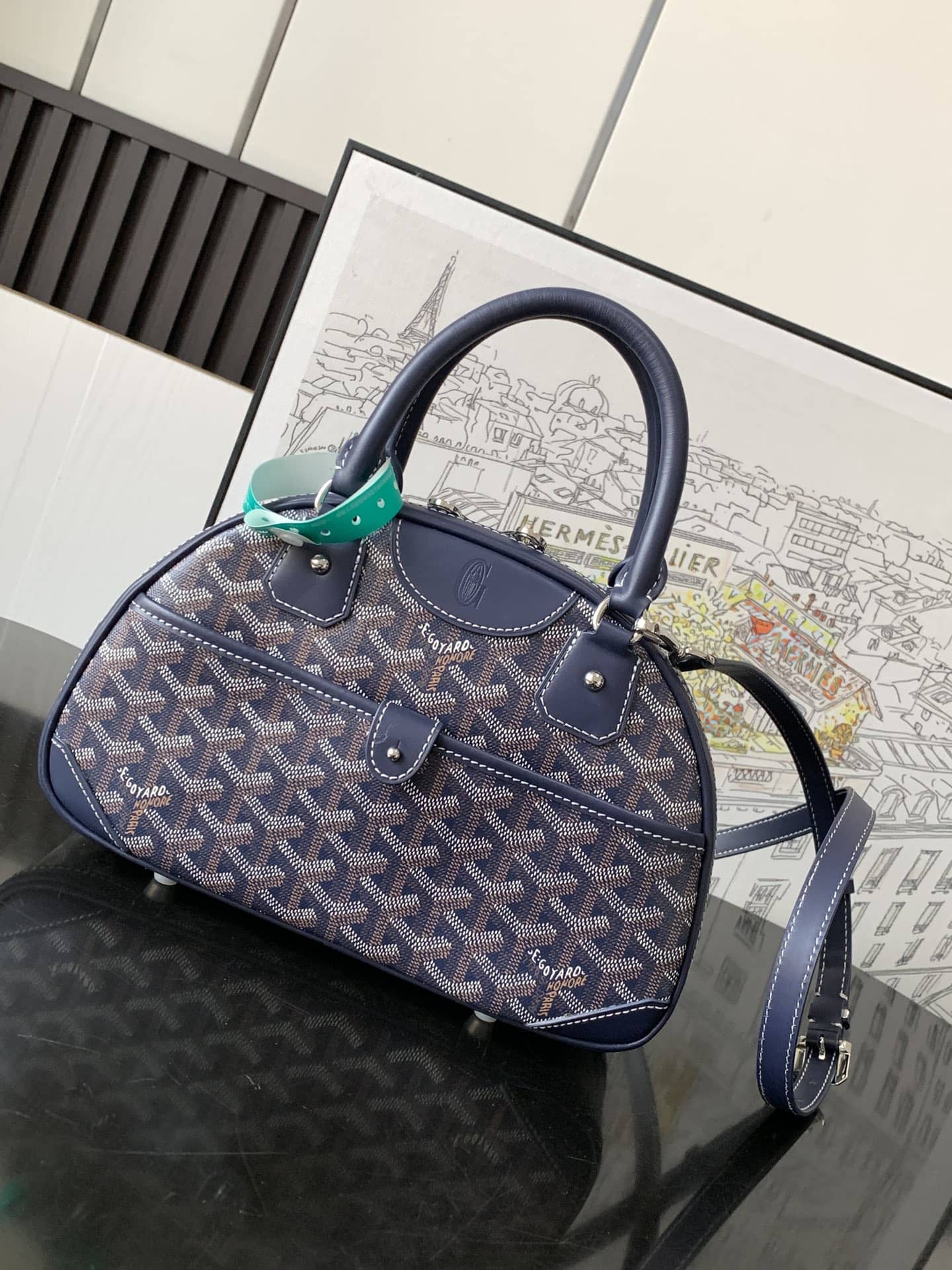 Goyard Vintage Bowling Bag Navy Blue