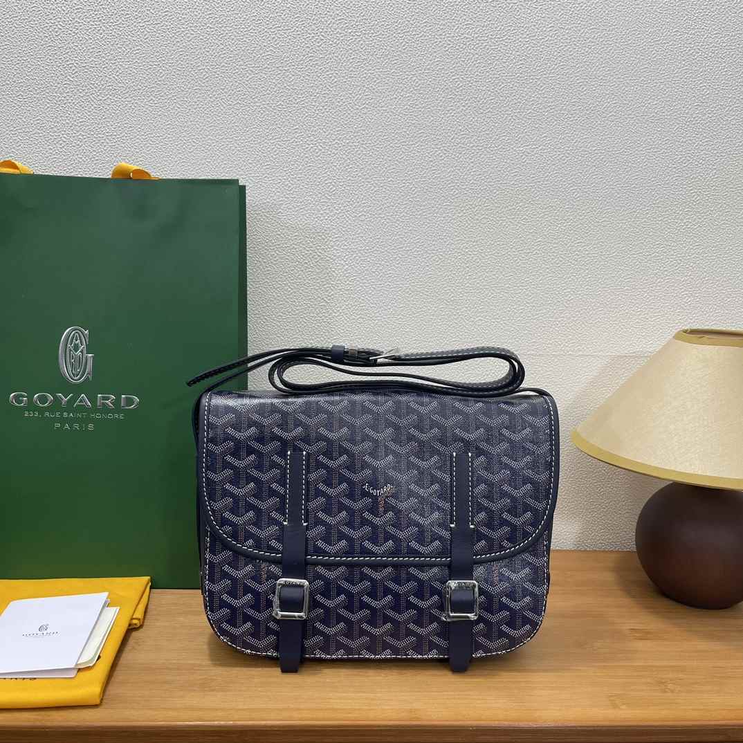 Goyard Belvedere Messenger Goyardine MM Bag Navy Blue