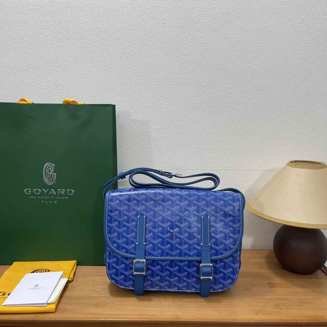 Goyard Belvedere Messenger Goyardine MM Bag Sky Blue