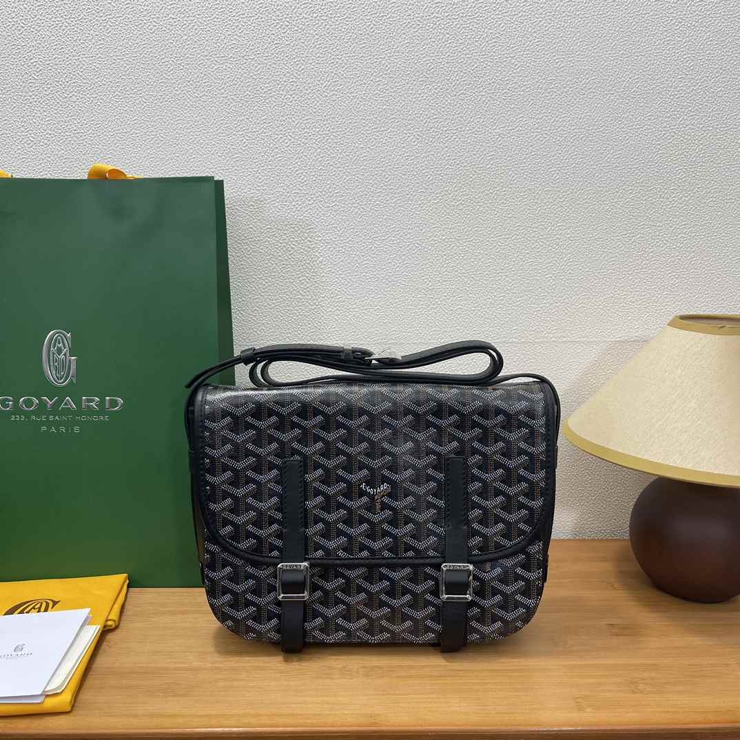 Goyard Belvedere Messenger Goyardine MM Black