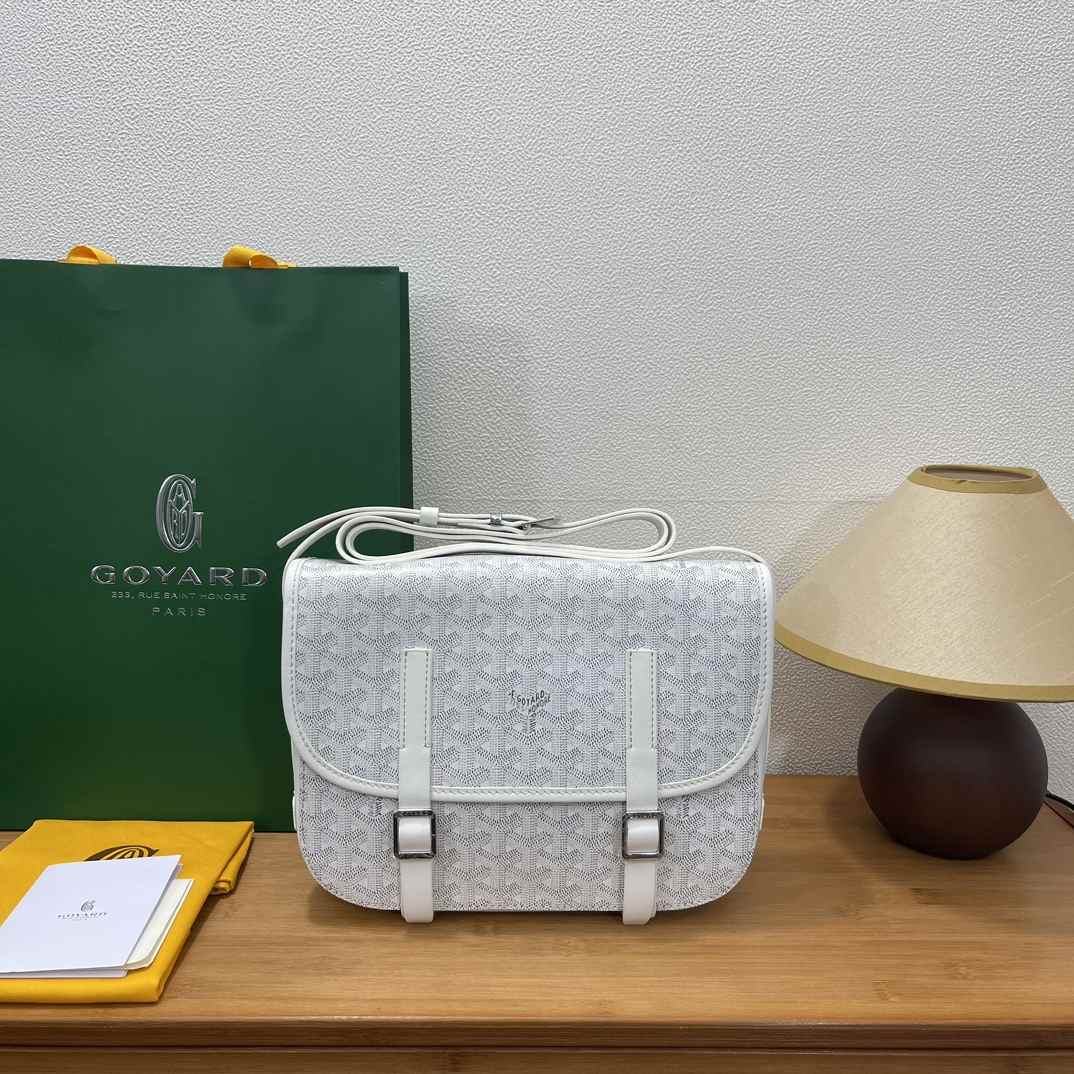 Goyard Belvedere Messenger Goyardine MM White