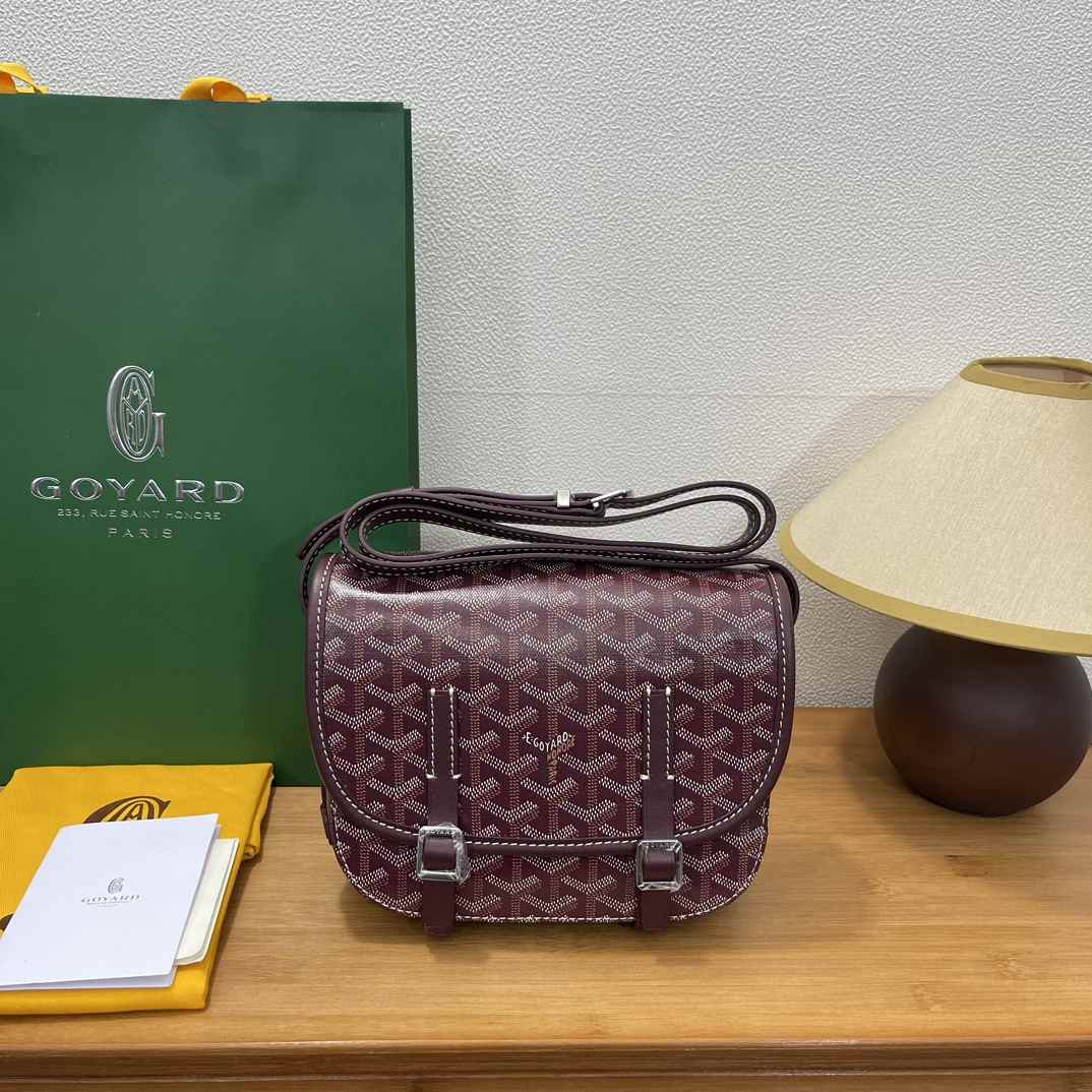 Goyard Belvedere Messenger Goyardine PM Bag Burgundy