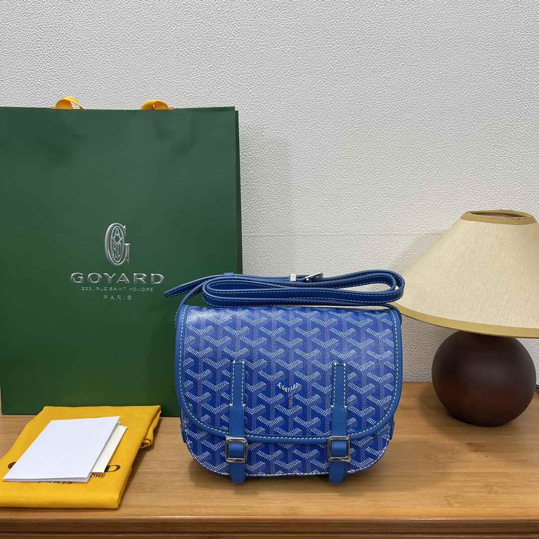 Goyard Belvedere Messenger Goyardine PM Bag Sky Blue