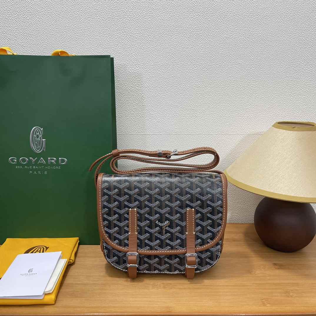 Goyard Belvedere Messenger Goyardine PM Black & Tan