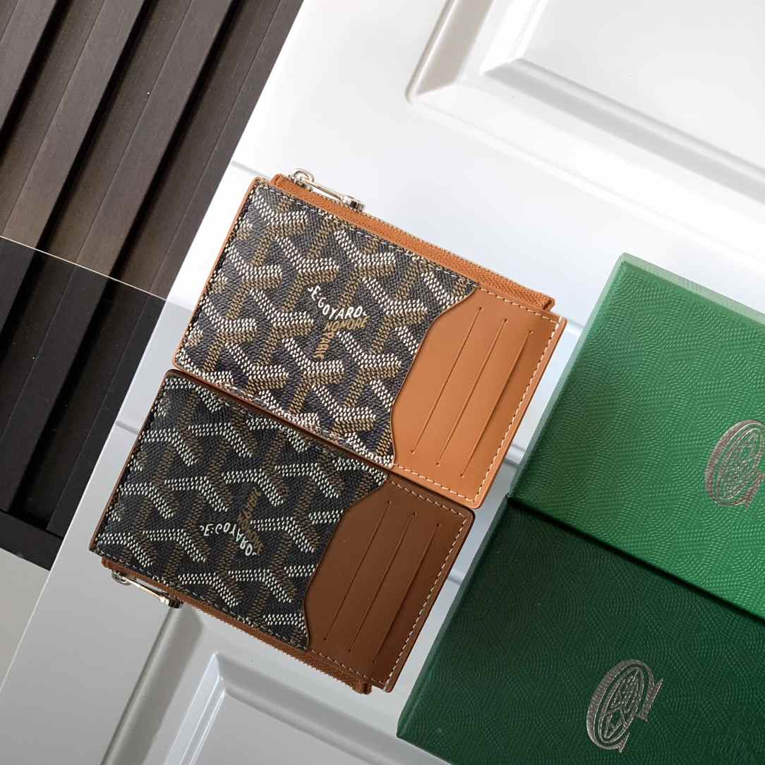 Goyard Bourbon Zipped Card Holder Black & Tan