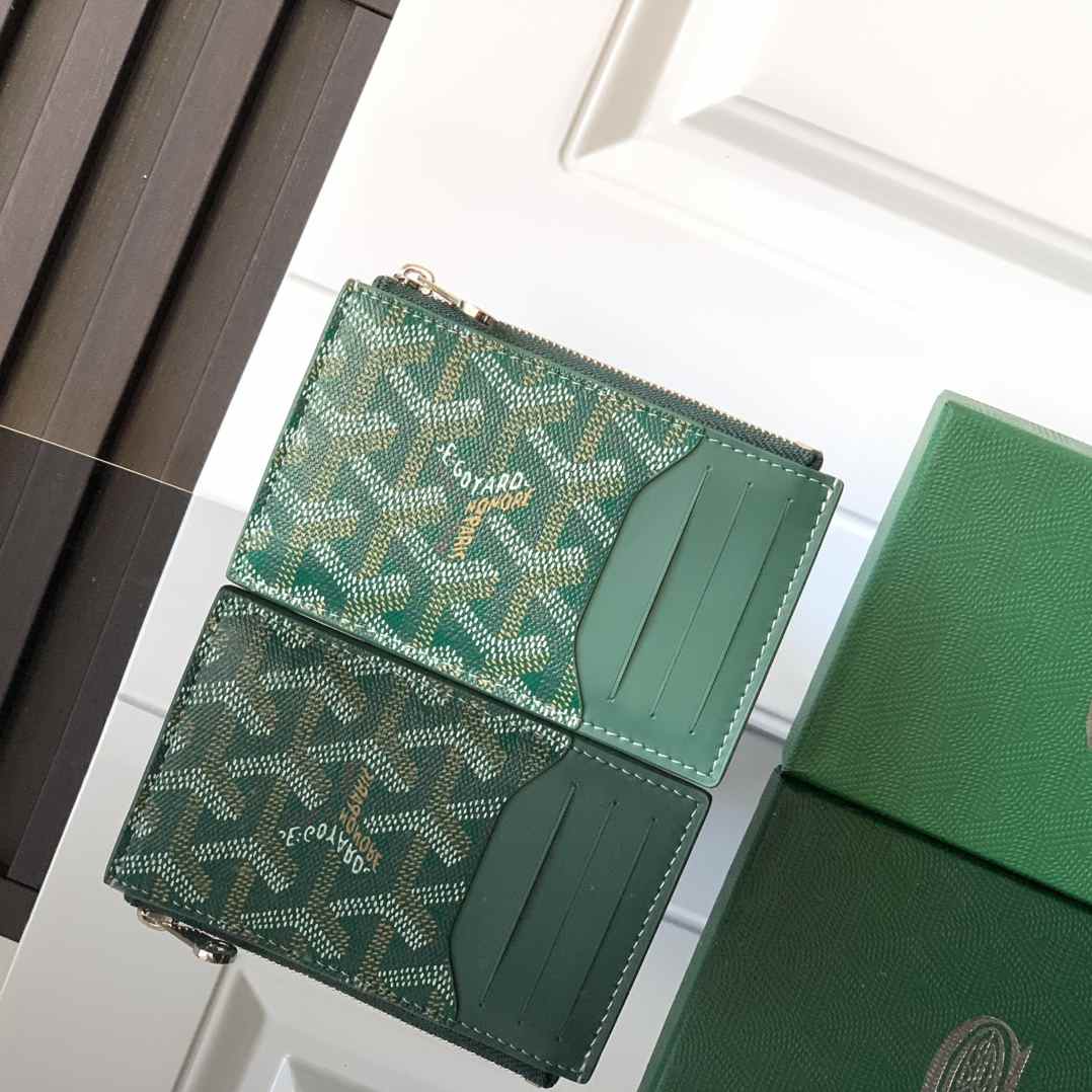 Goyard Bourbon Zipped Card Holder Green