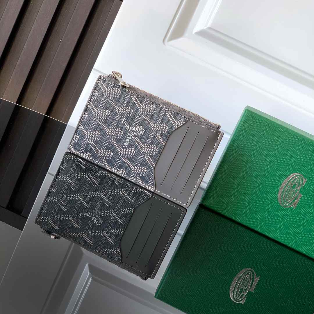 Goyard Bourbon Zipped Card Holder Grey