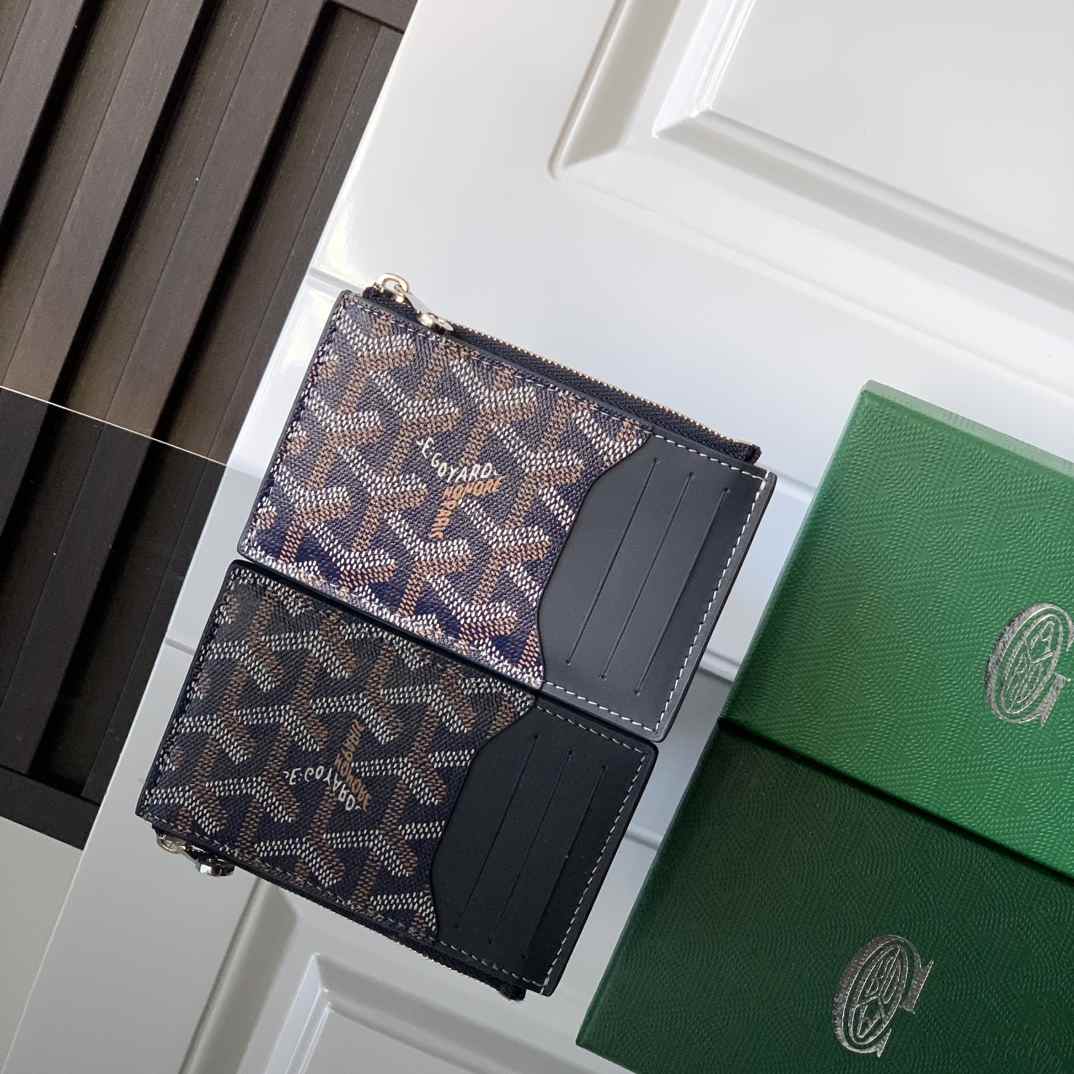 Goyard Bourbon Zipped Card Holder Navy Blue