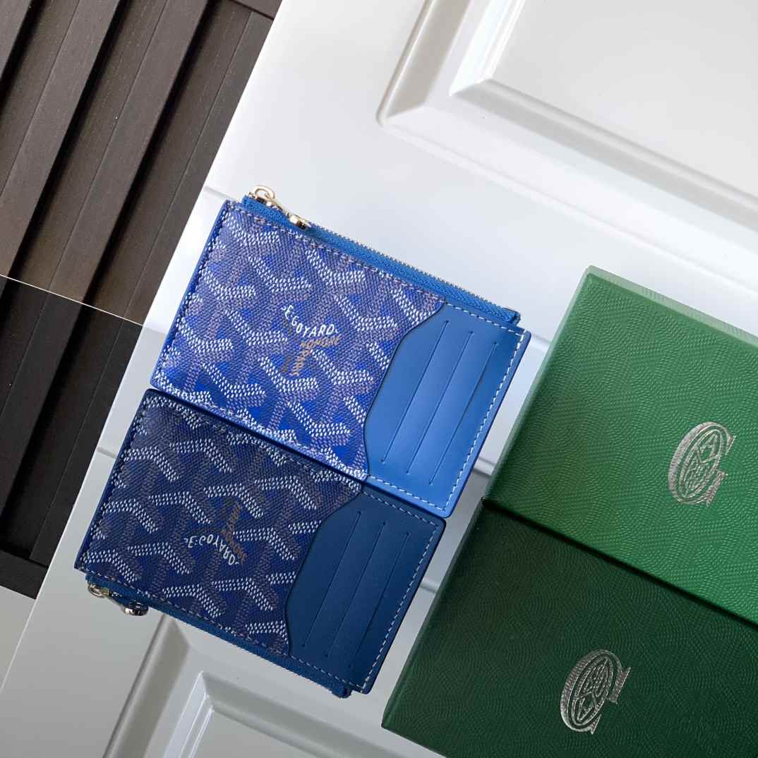 Goyard Bourbon Zipped Card Holder Sky Blue