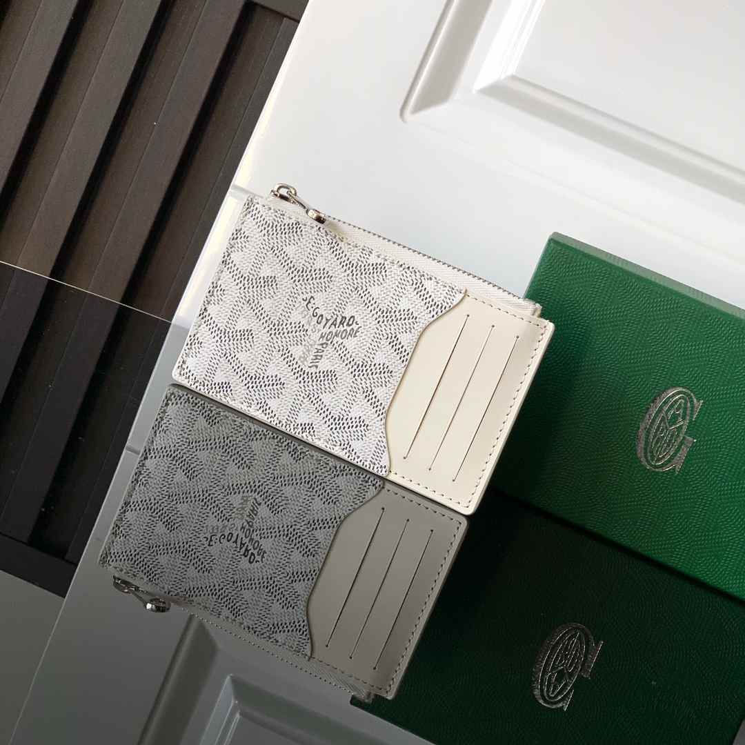 Goyard Bourbon Zipped Card Holder White