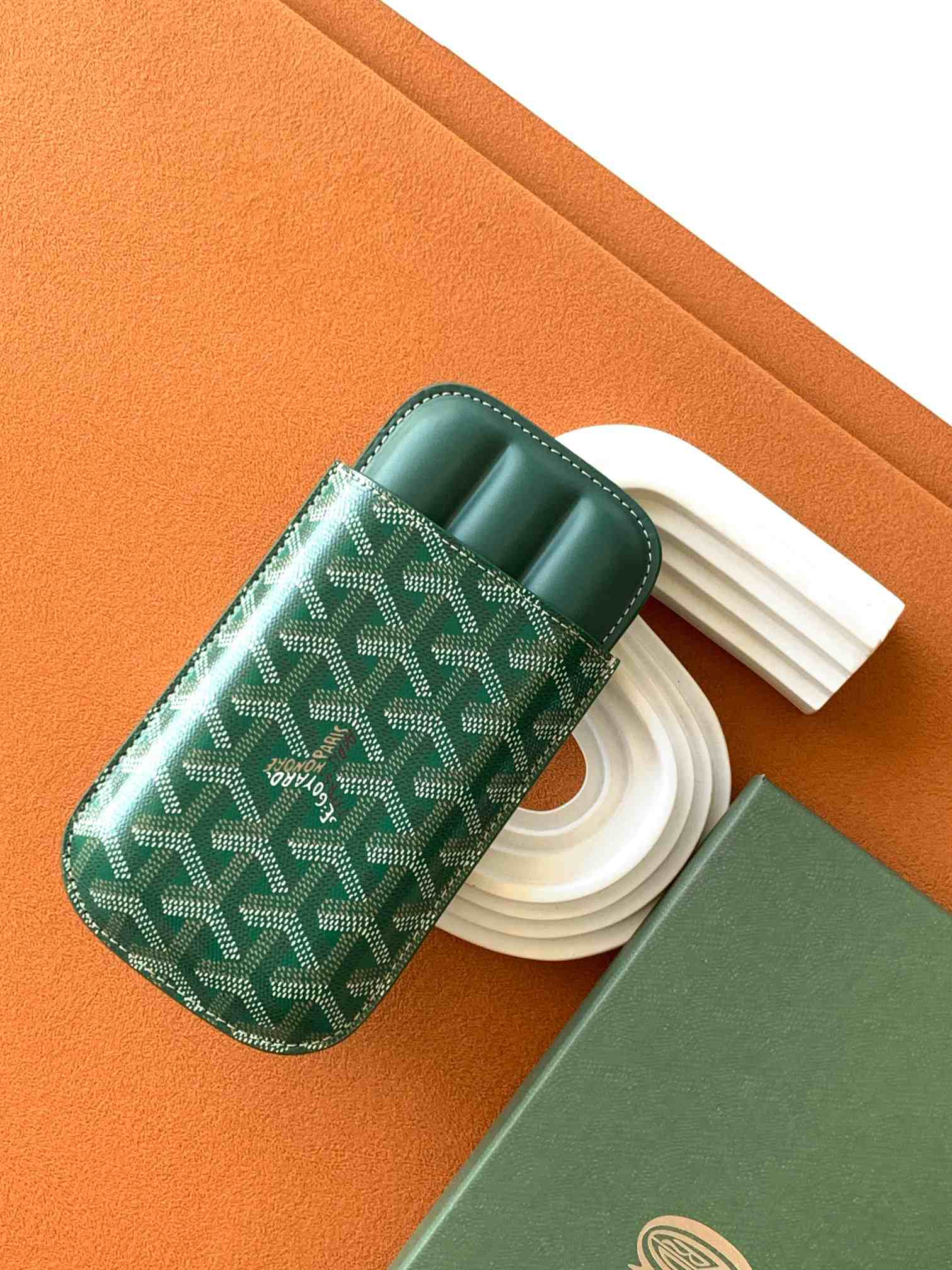 Goyard Churchill 3 Cigar Case Green