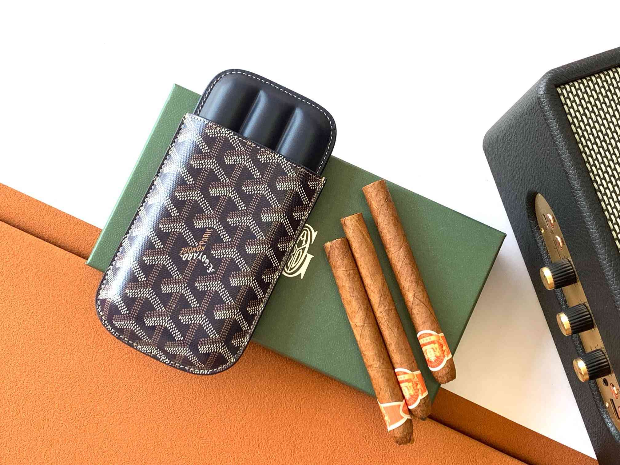 Goyard Churchill 3 Cigar Case Navy Blue