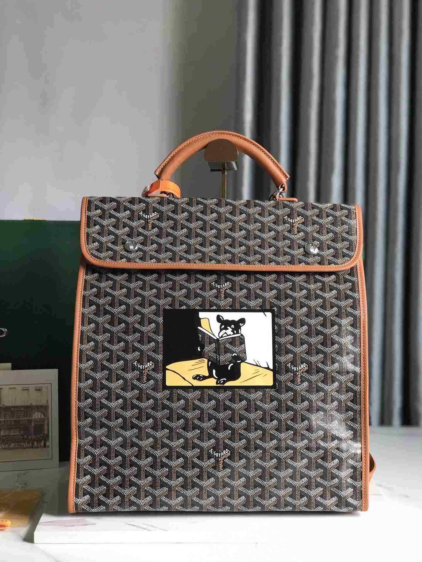 Goyard Saint Léger Backpack Limited Edition French Bulldog Black & Tan