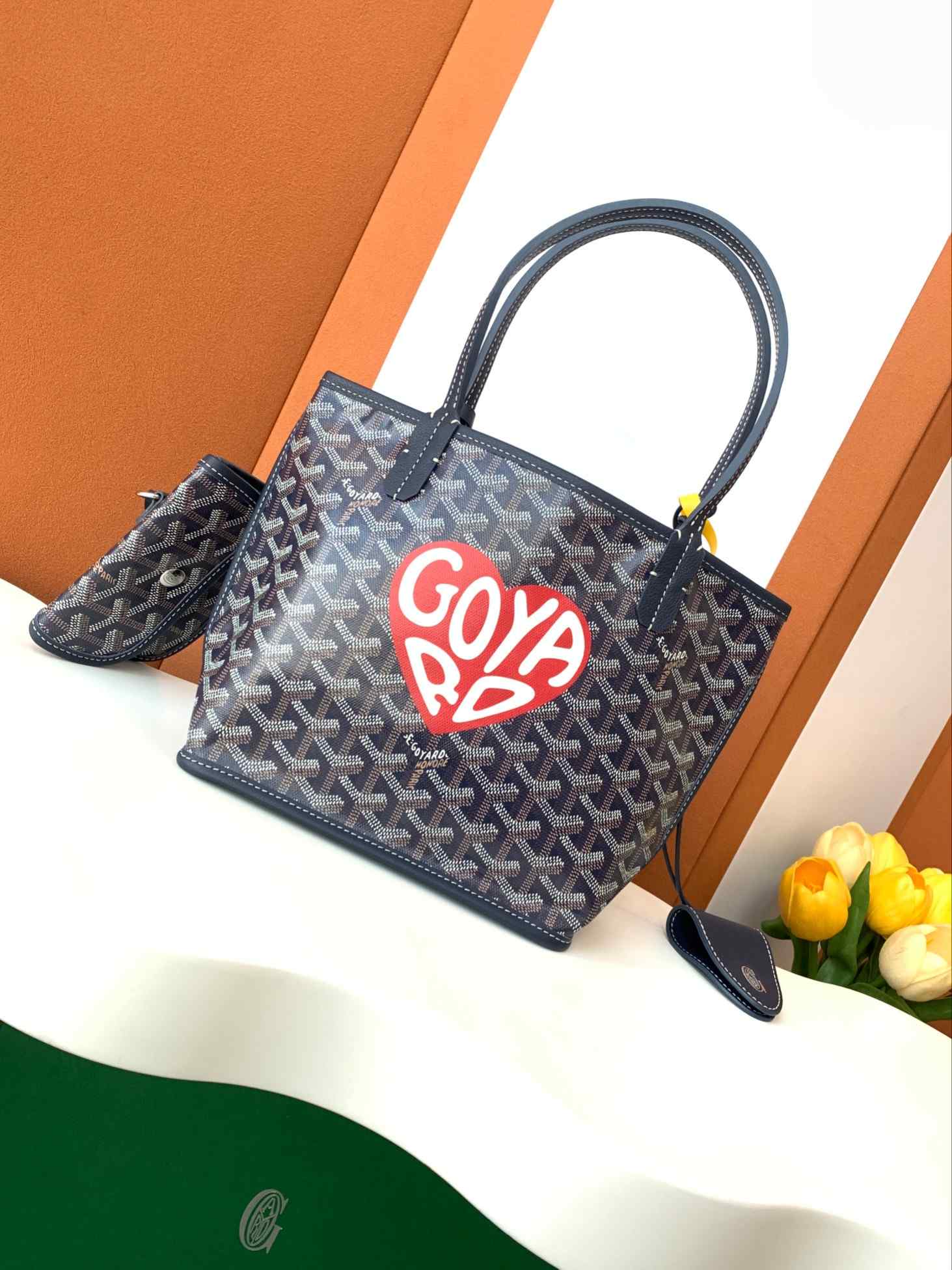 Goyard Anjou Mini Bag Big Heart Navy Blue