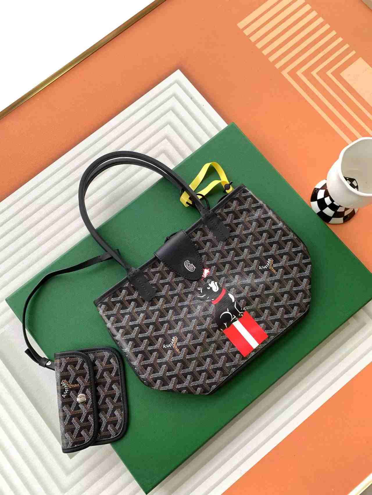 Goyard Anjou Mini Bag Black French Bulldog