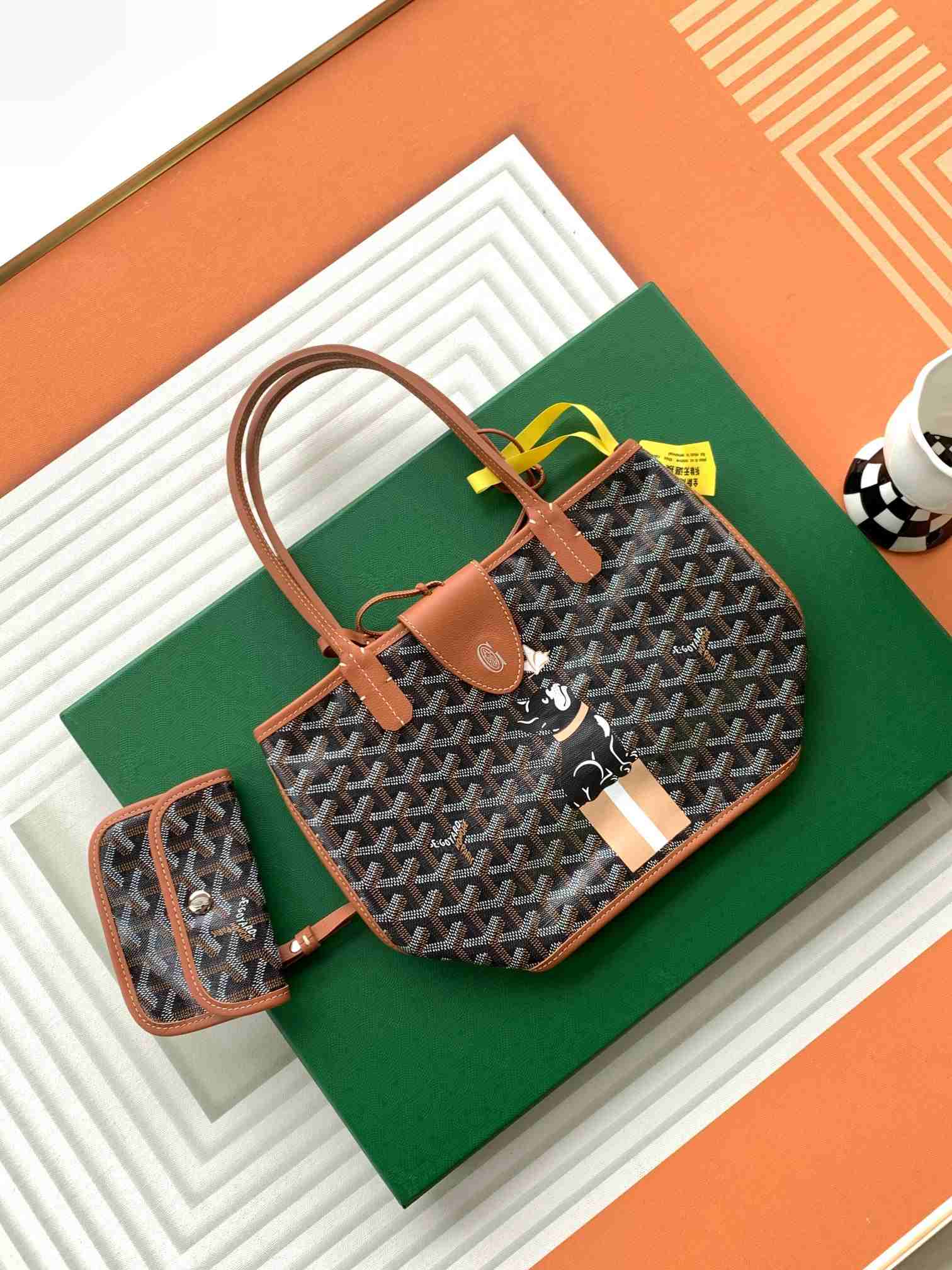Goyard Anjou Mini Bag Black & Tan French Bulldog