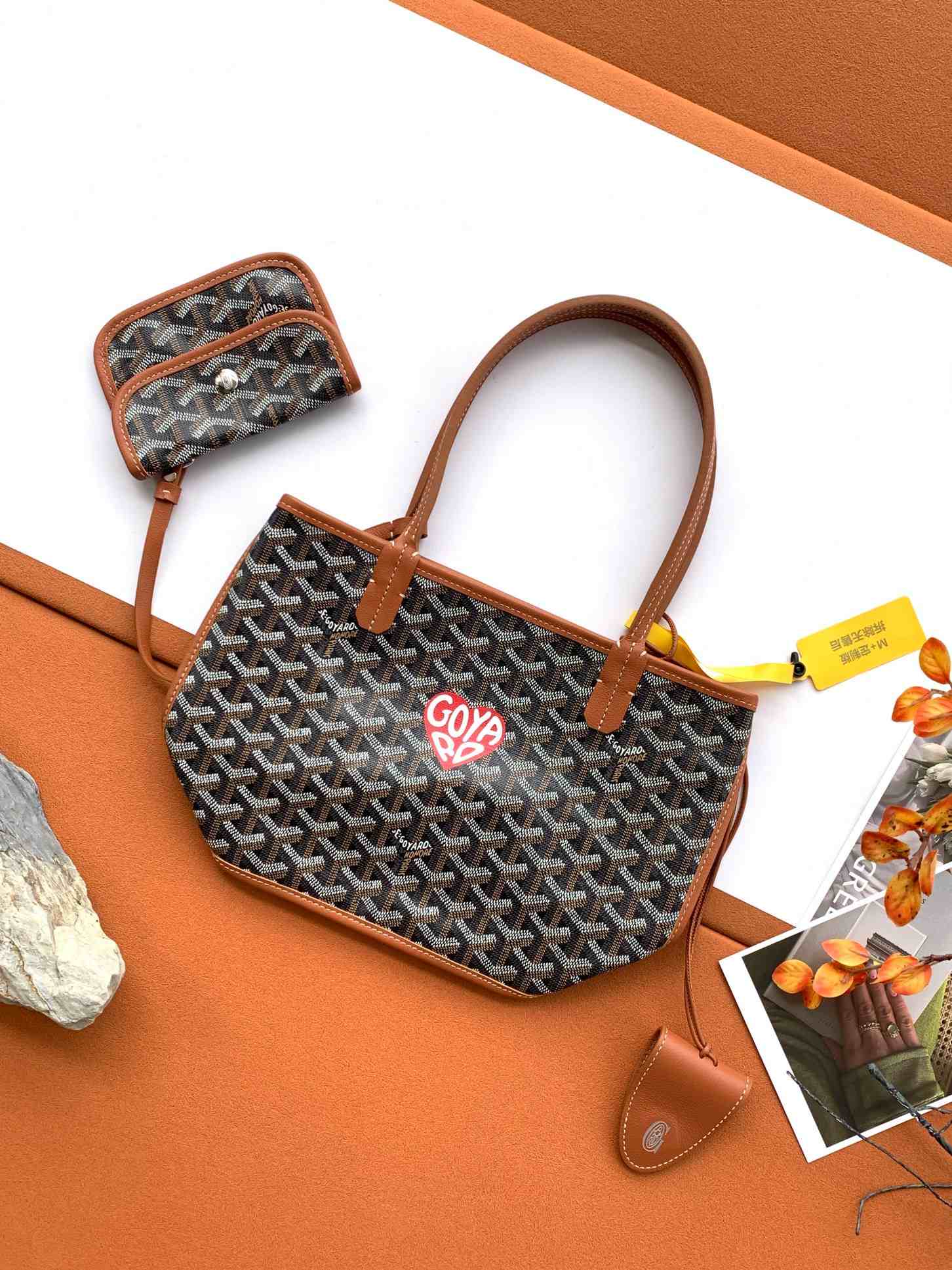 Goyard Anjou Mini Bag Heart Black & Tan