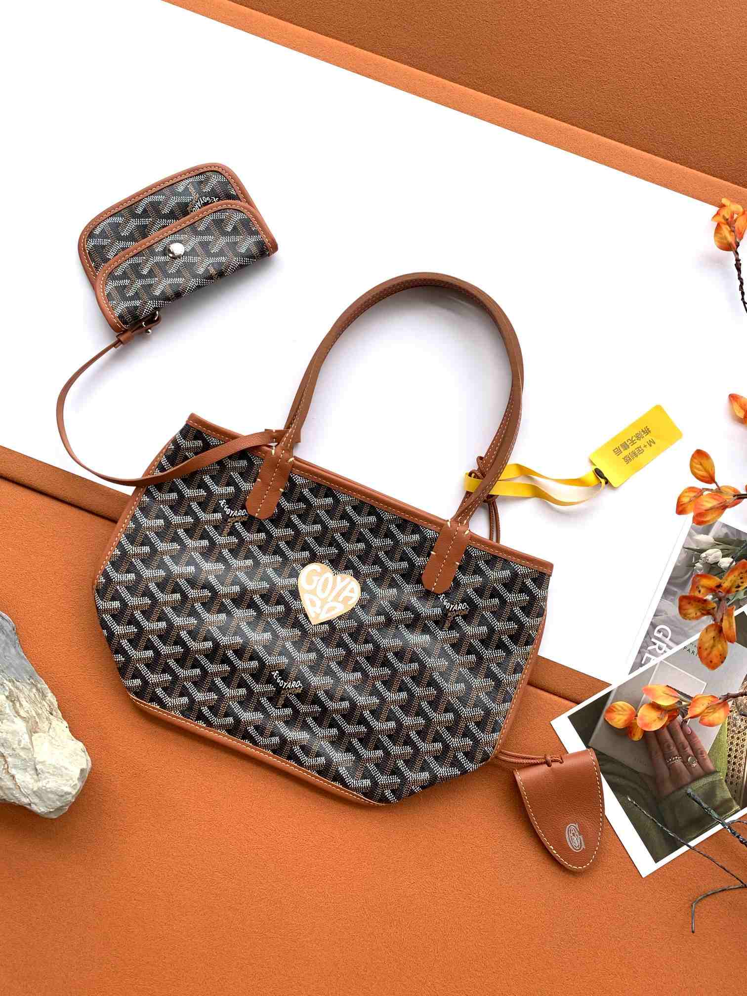 Goyard Anjou Mini Bag Heart Black & Tan
