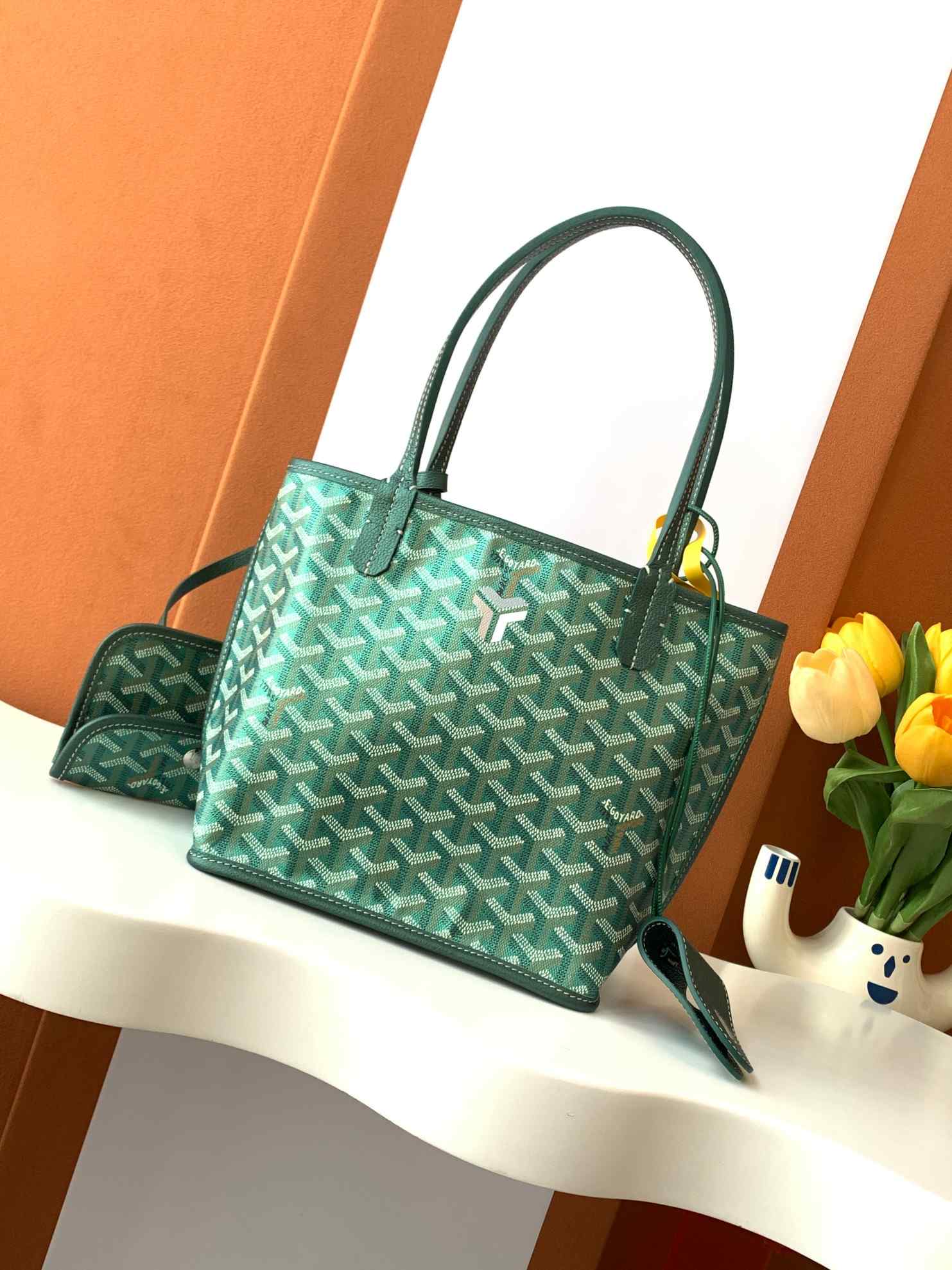 Goyard Anjou Mini Goyardine Bag Limited Edition Pearlescent Green