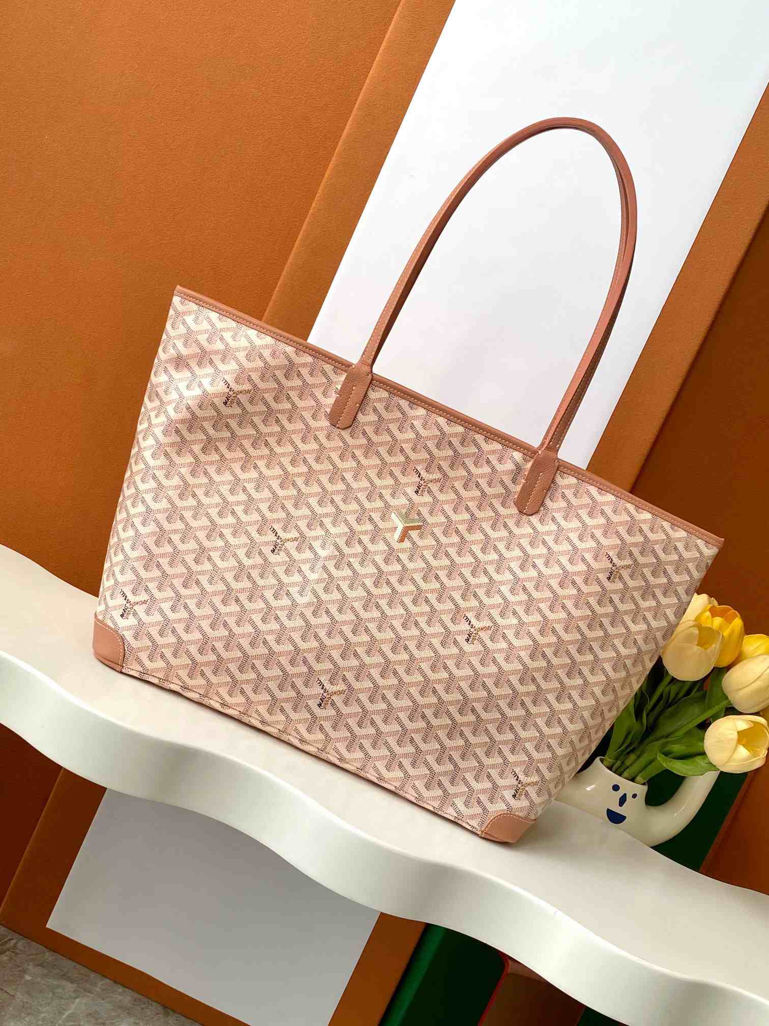 Goyard Artois MM Goyardine Bag Pearlescent Coral Pink