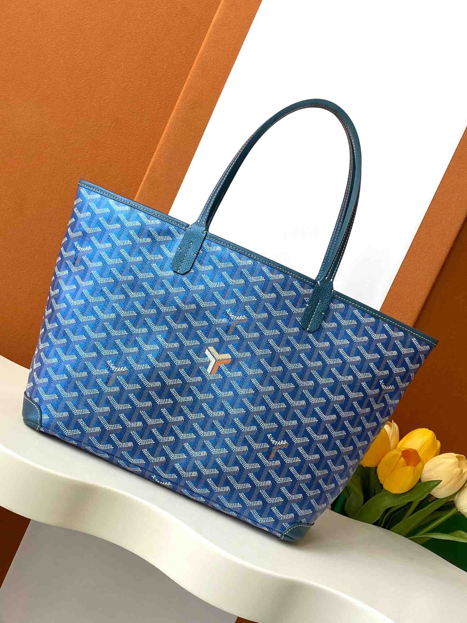 Goyard Artois PM Goyardine Bag Pearlescent Blue
