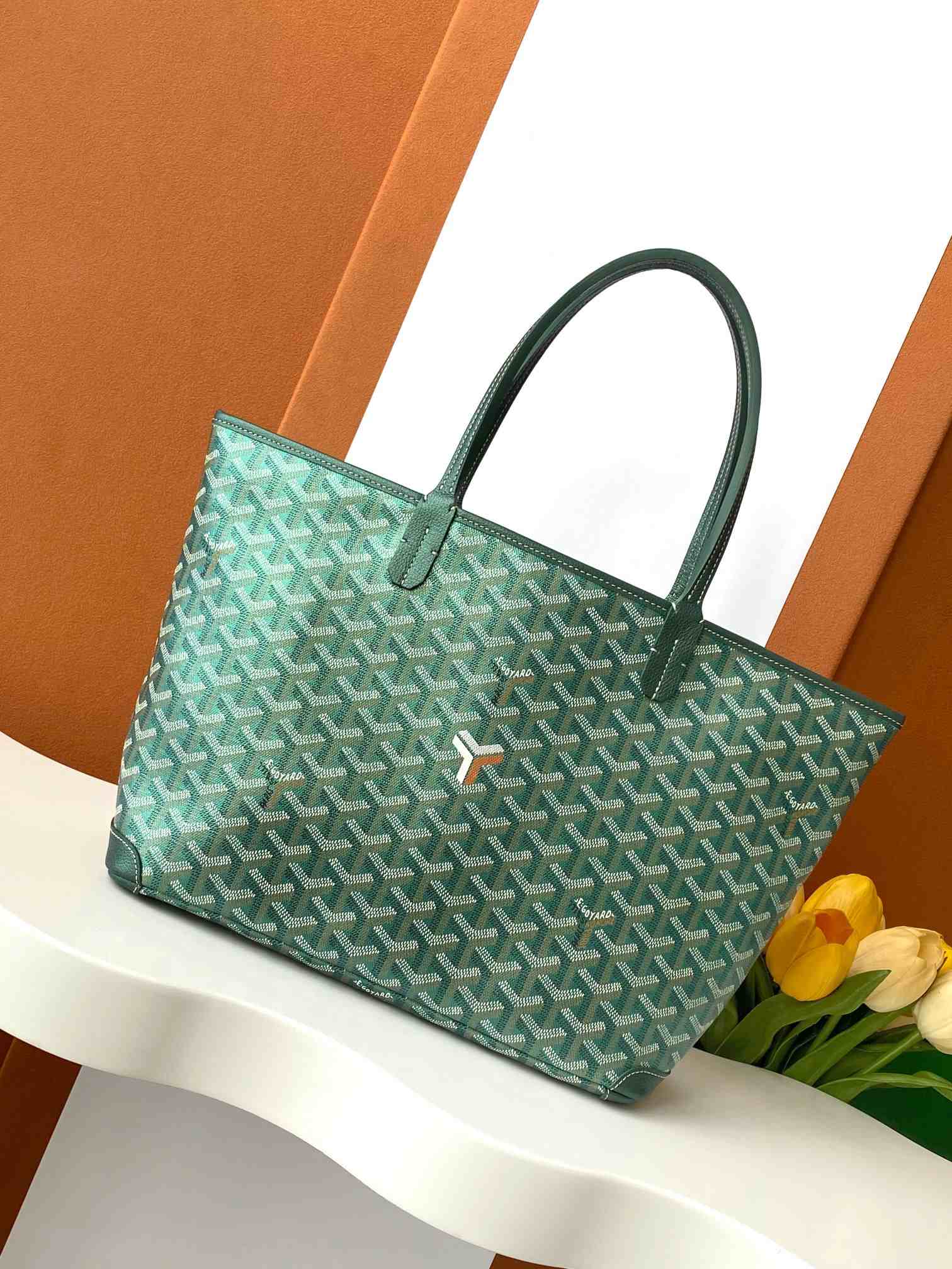 Goyard Artois PM Goyardine Bag Pearlescent Green