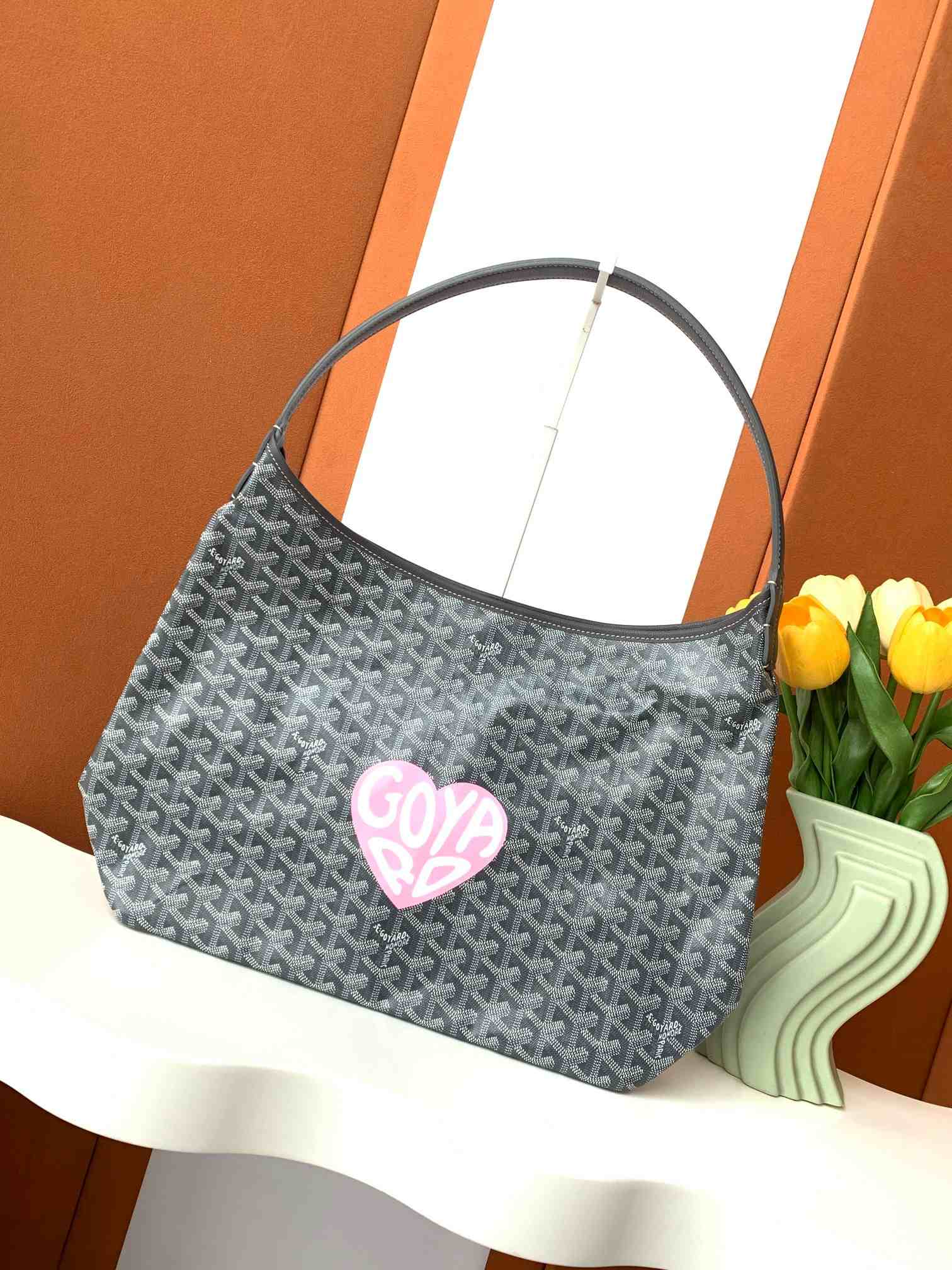 Goyard Bohème Hobo Bag Big Heart Grey