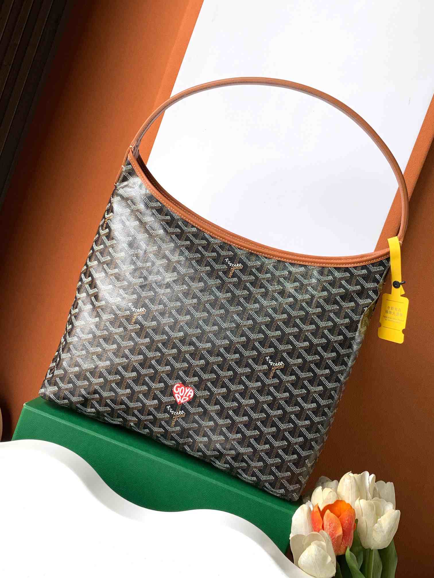 Goyard Bohème Hobo Bag Heart Black & Tan