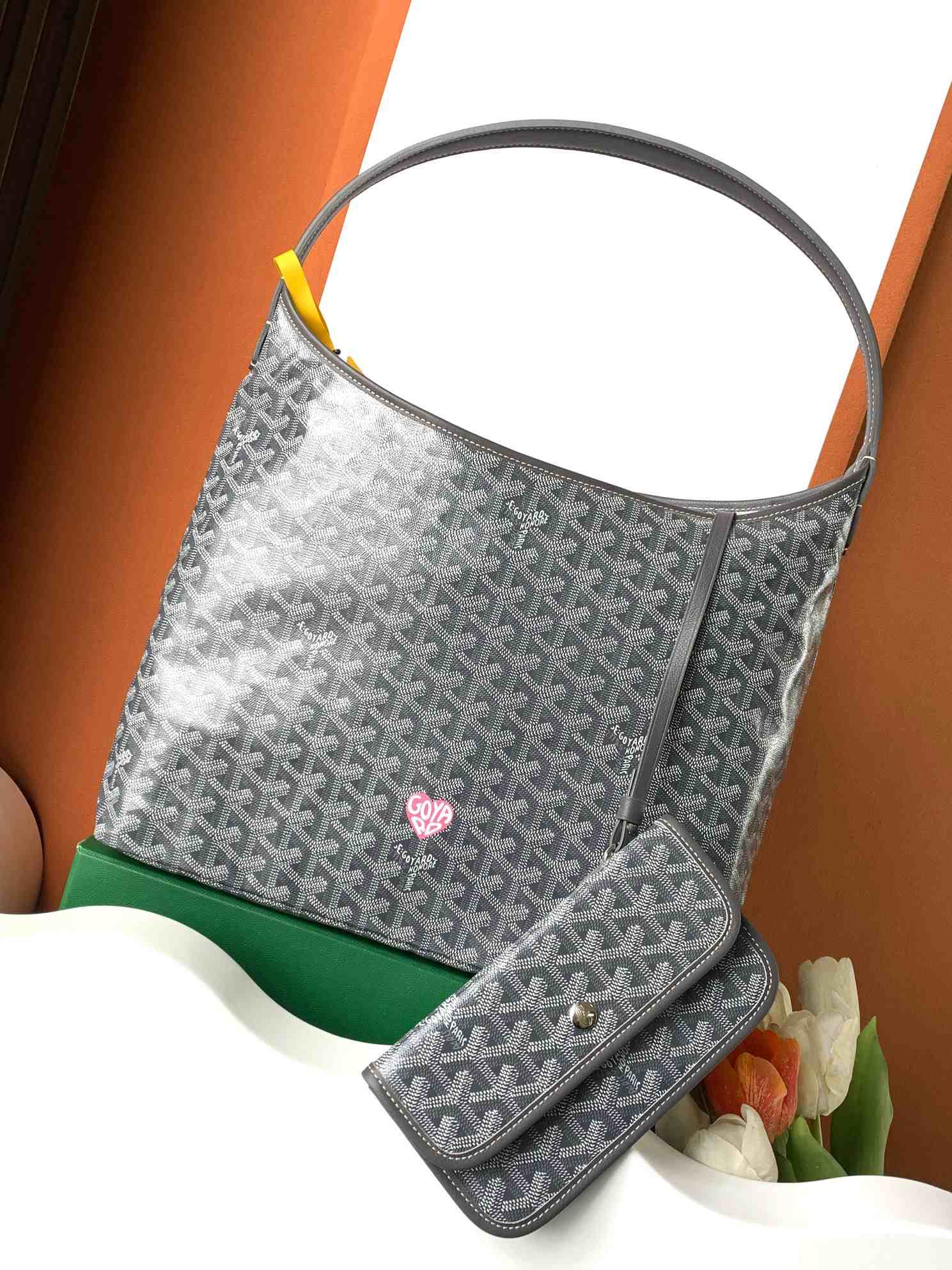 Goyard Bohème Hobo Bag Heart Grey