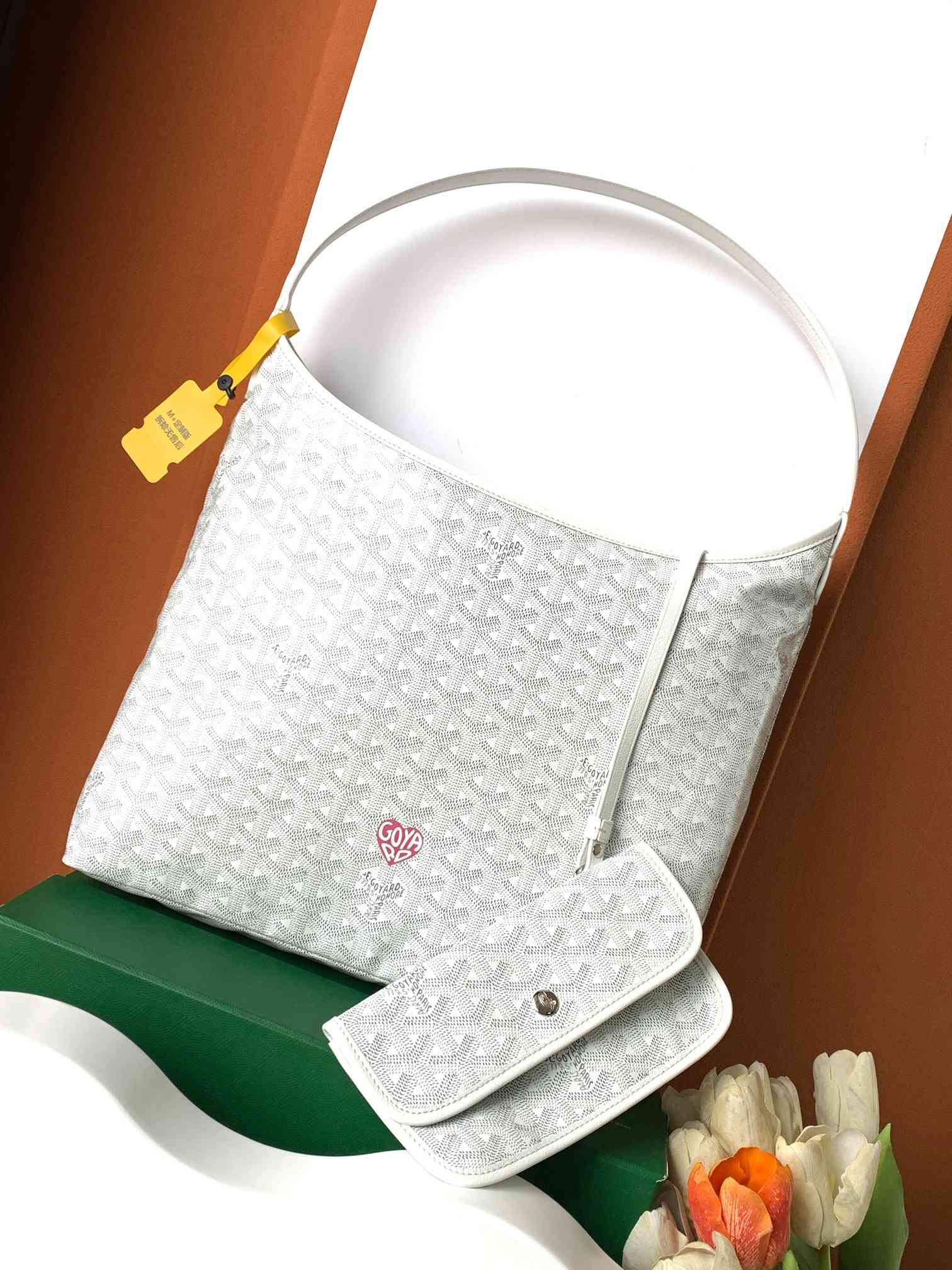 Goyard Bohème Hobo Bag Heart White