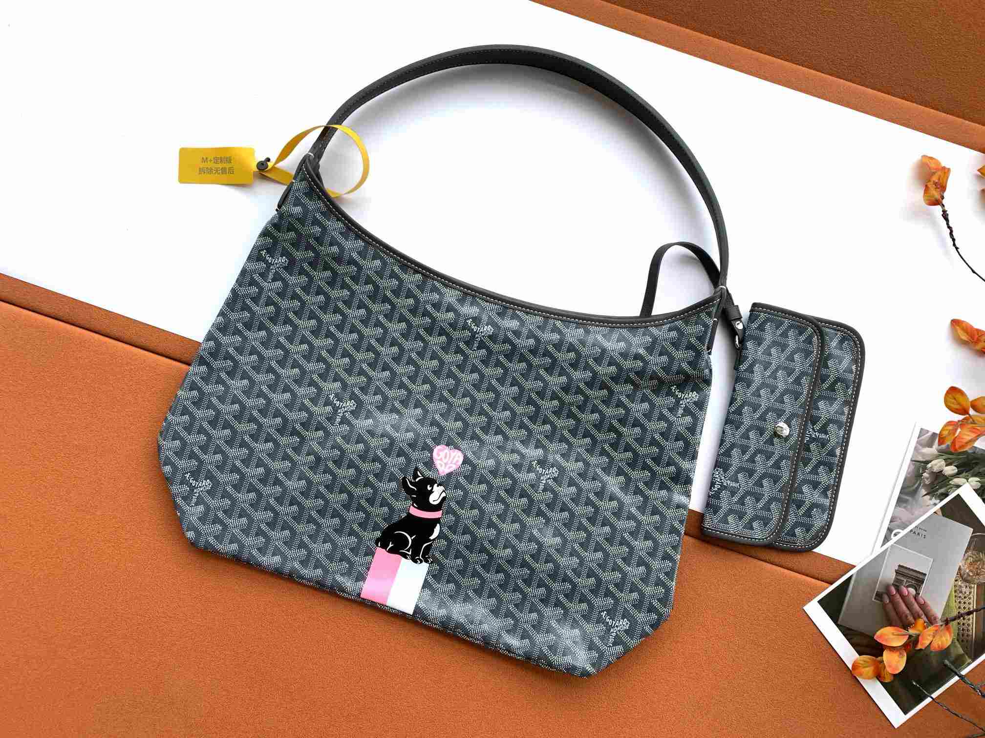 Goyard Bohème Hobo Bag Heart & French Bulldog Grey