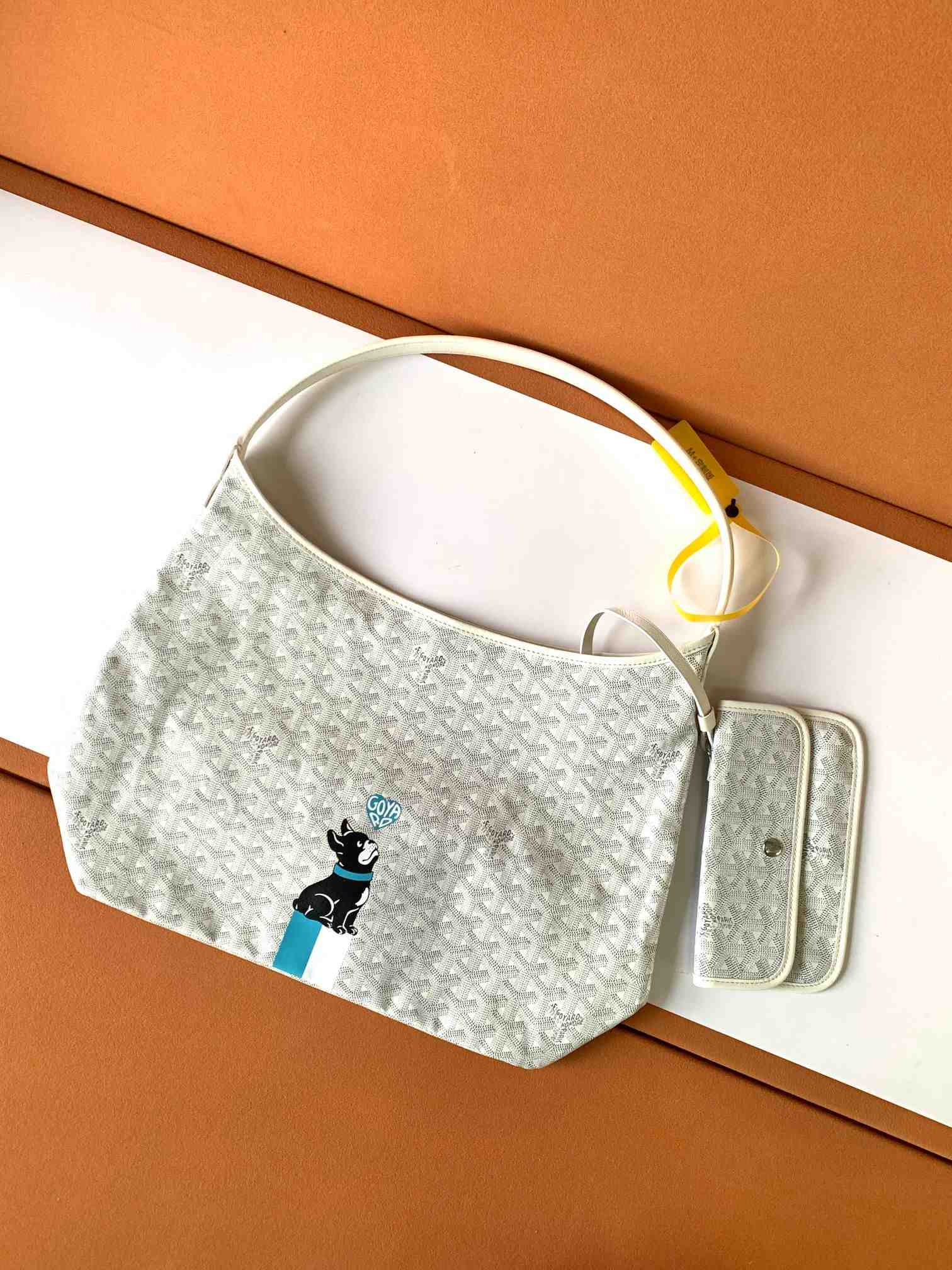 Goyard Bohème Hobo Bag Heart & French Bulldog White