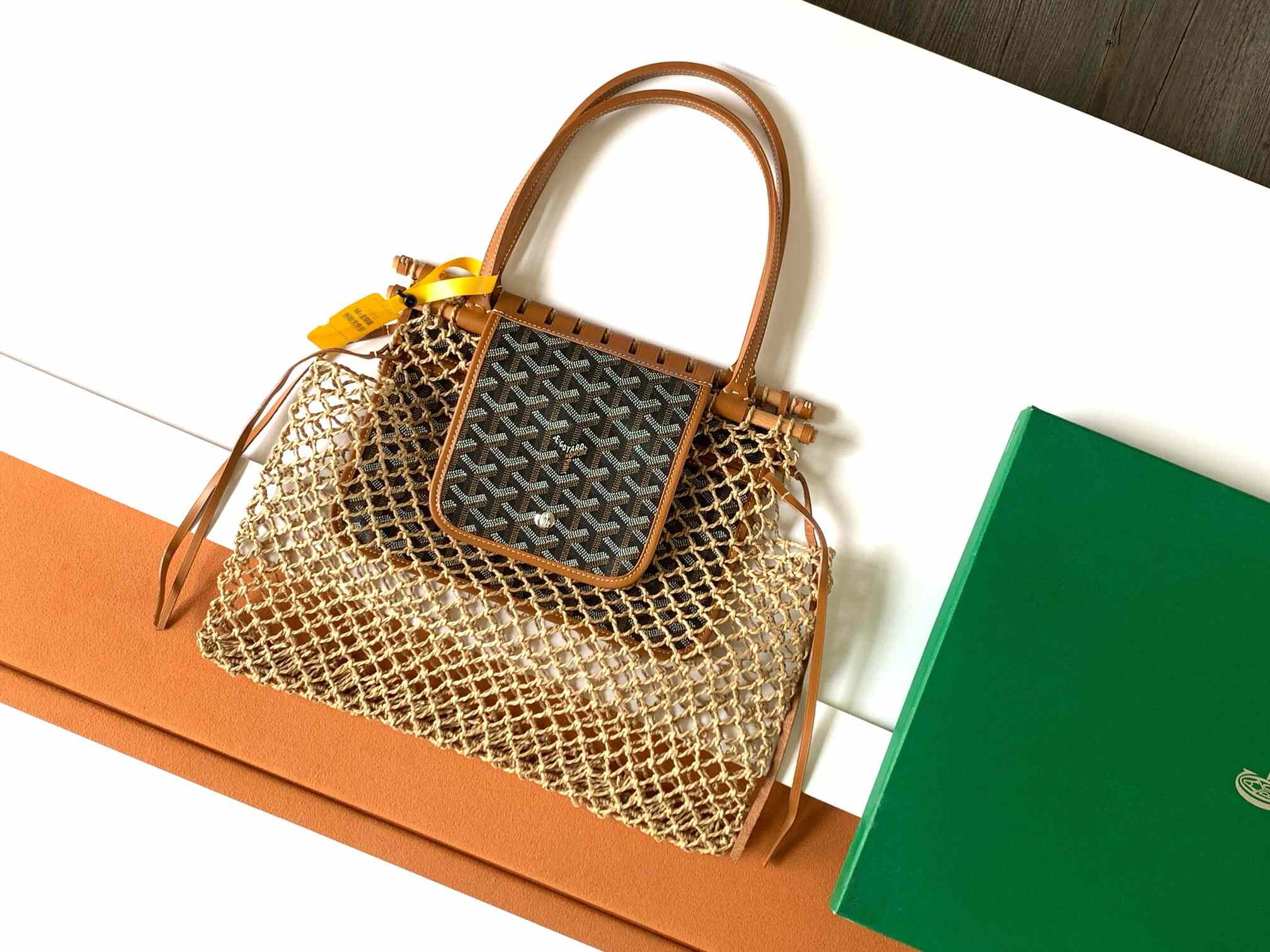 Goyard Goyardine Net Aligre Tote Black & Tan